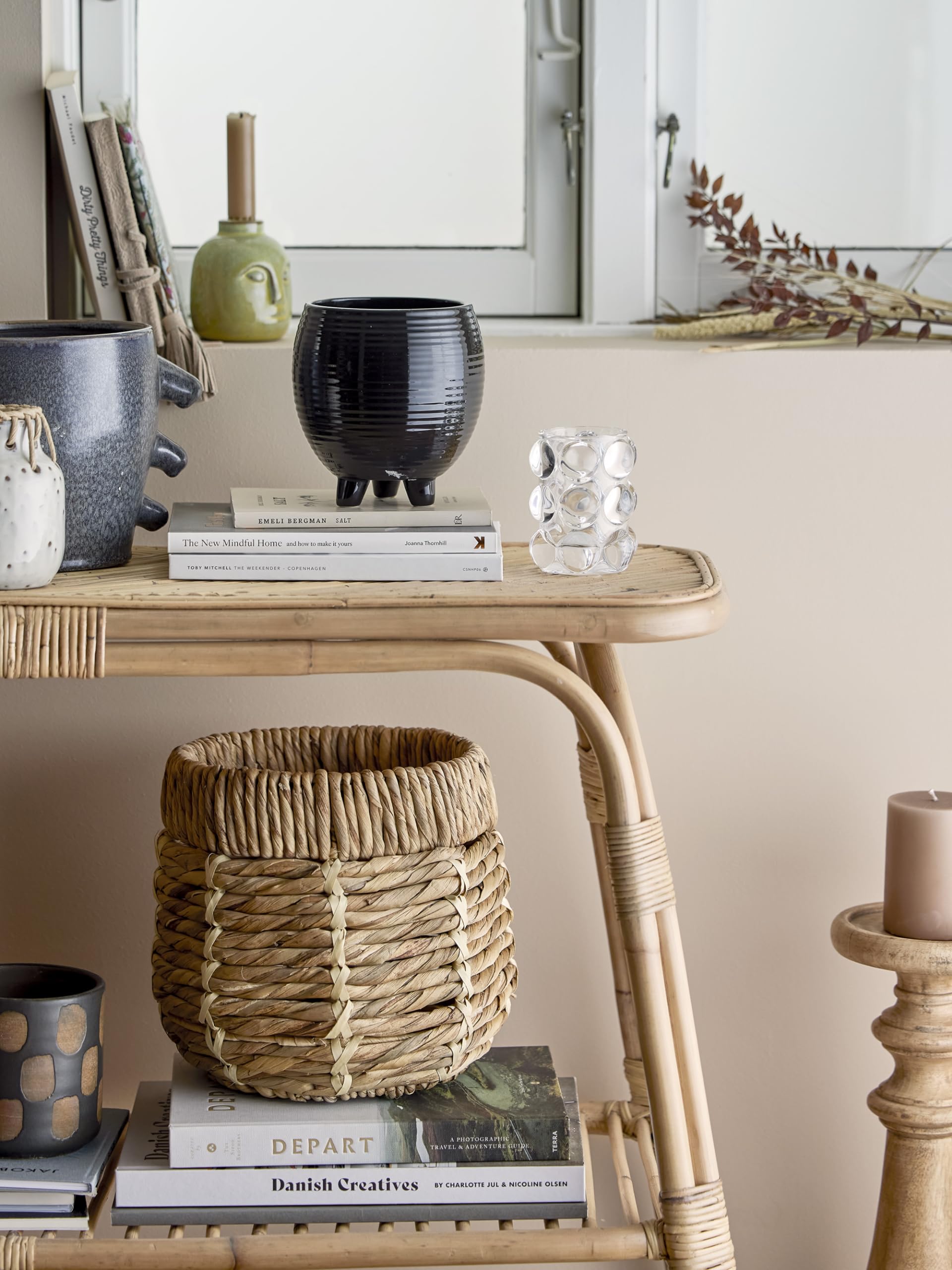 Bloomingville Świecznik Emiel, zielony, ceramiczny