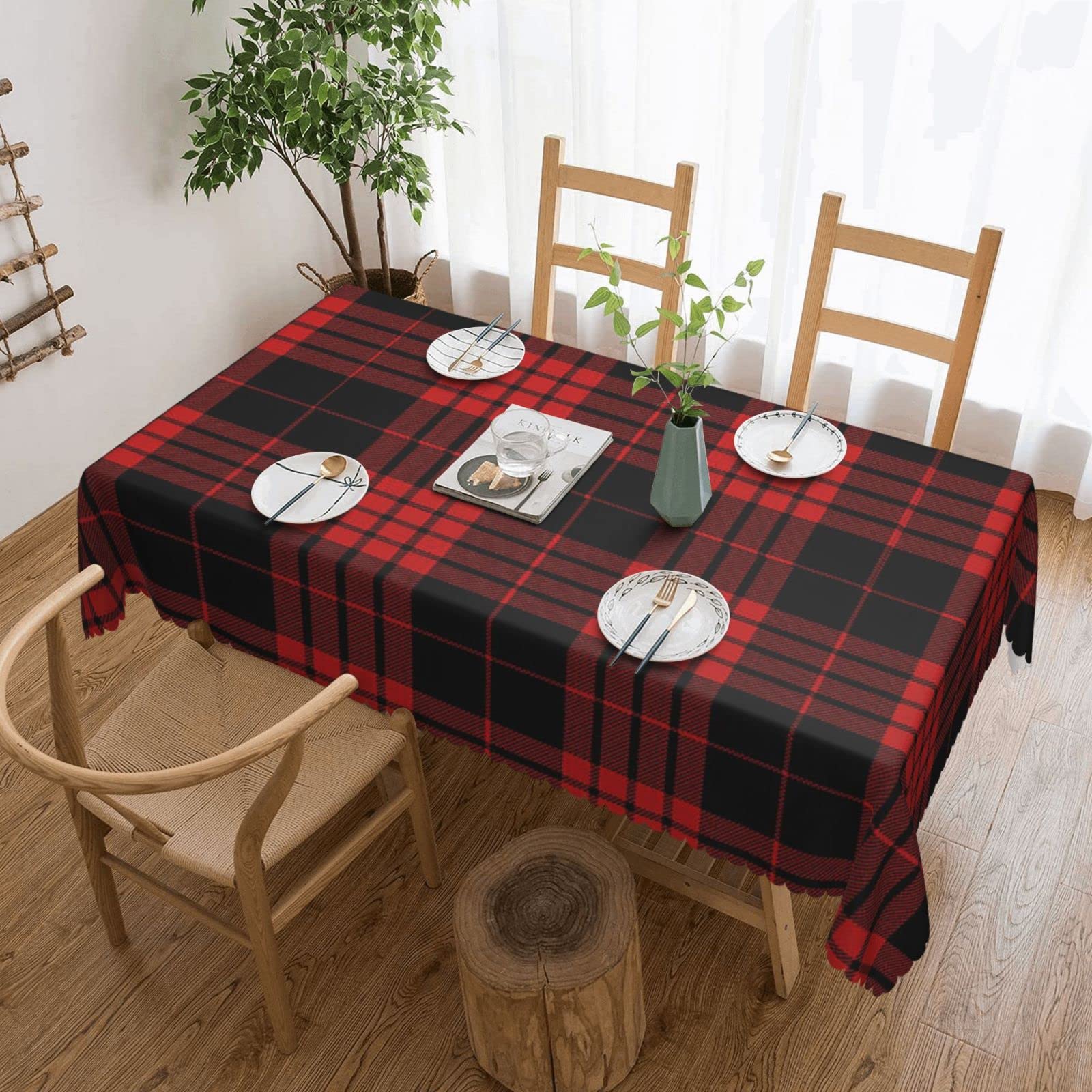 Mantel lavable exterior contra manchas y viento impermeable 137x183 cm rojo negro