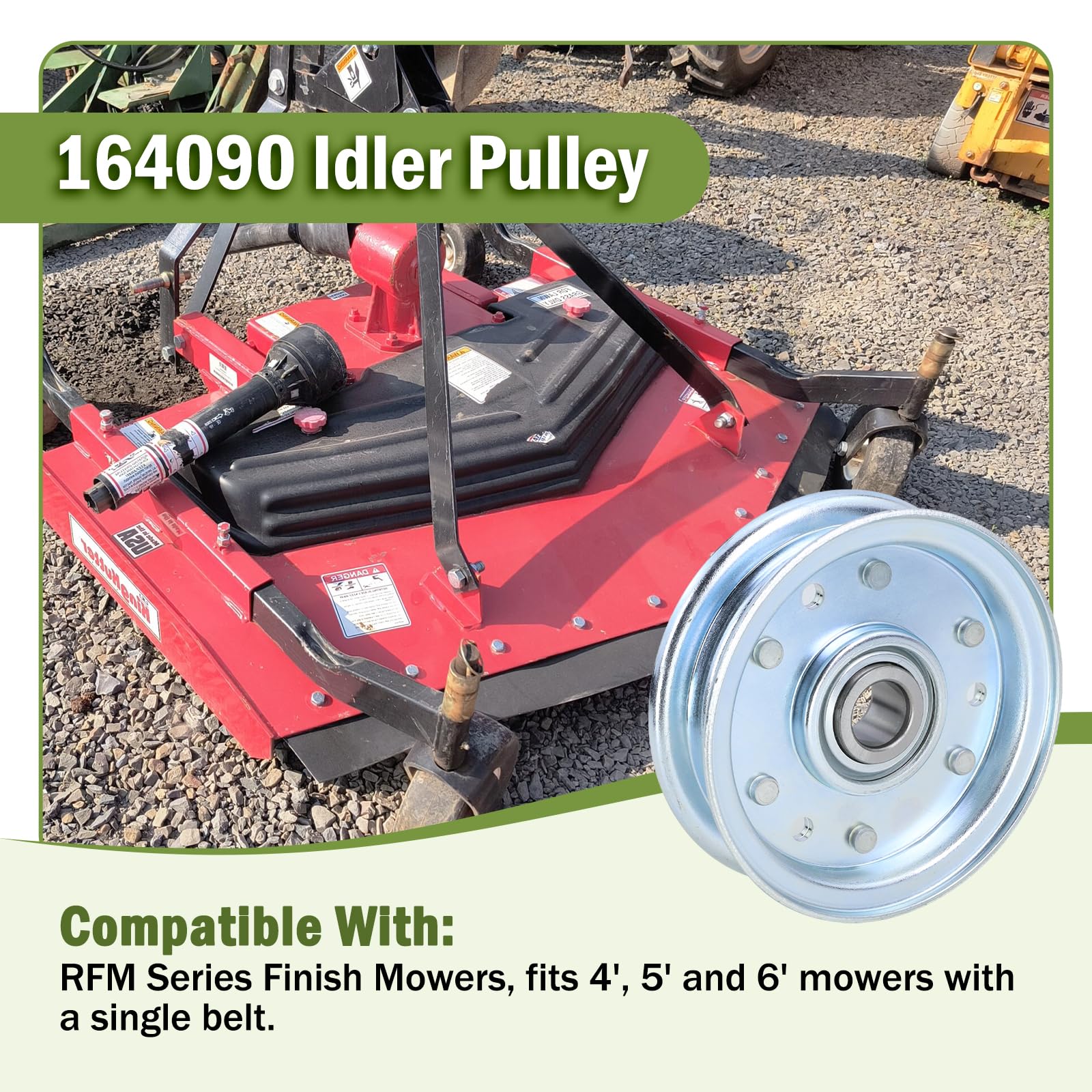 Polea tensora 164090 compatible con cortacésped King Kutter RFM Series de 4 pies, 5 pies y 6 pies (paquete de 4)