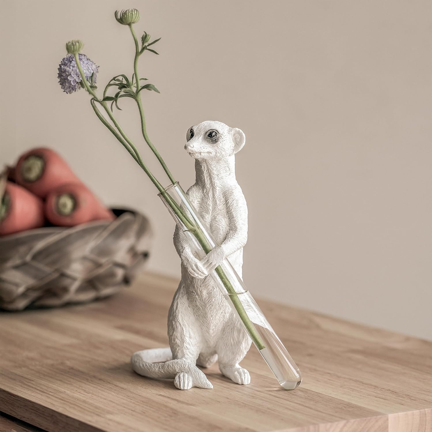Whimsical Meerkat Flower Vase – Playful Animal Decor with Removable Glass Tube, Perfect for a Single Bloom, Thoughtful Gift for Nature Lovers, Handcrafted Accent for Home