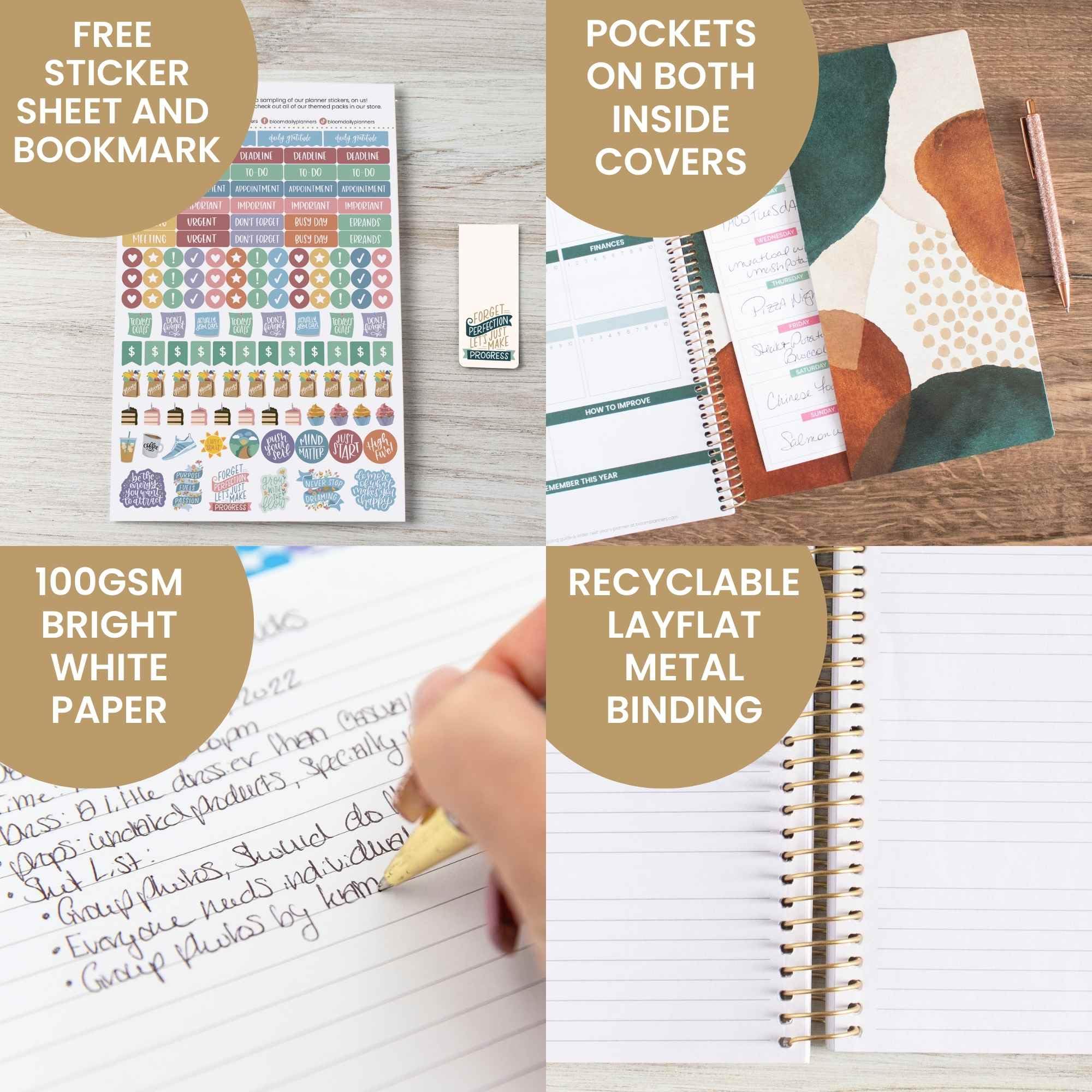 bloom daily planners Agenda anual 2025 (8.5 x 11 pulgadas) (enero de 2025 a diciembre de 2025) – Organizador de agenda semanal/mensual con calcomanías y pestañas – Abstracto terroso, verde
