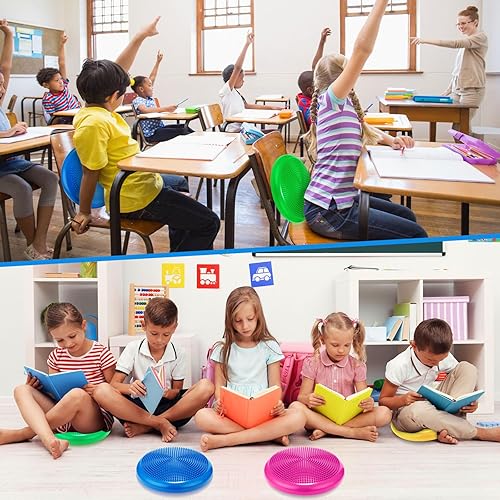 Miniatura 5 de 4 piezas de asiento flexible inflado tambaleante cojín estabilidad, almohadilla de equilibrio, asiento sensorial para niños, hombres y mujeres,