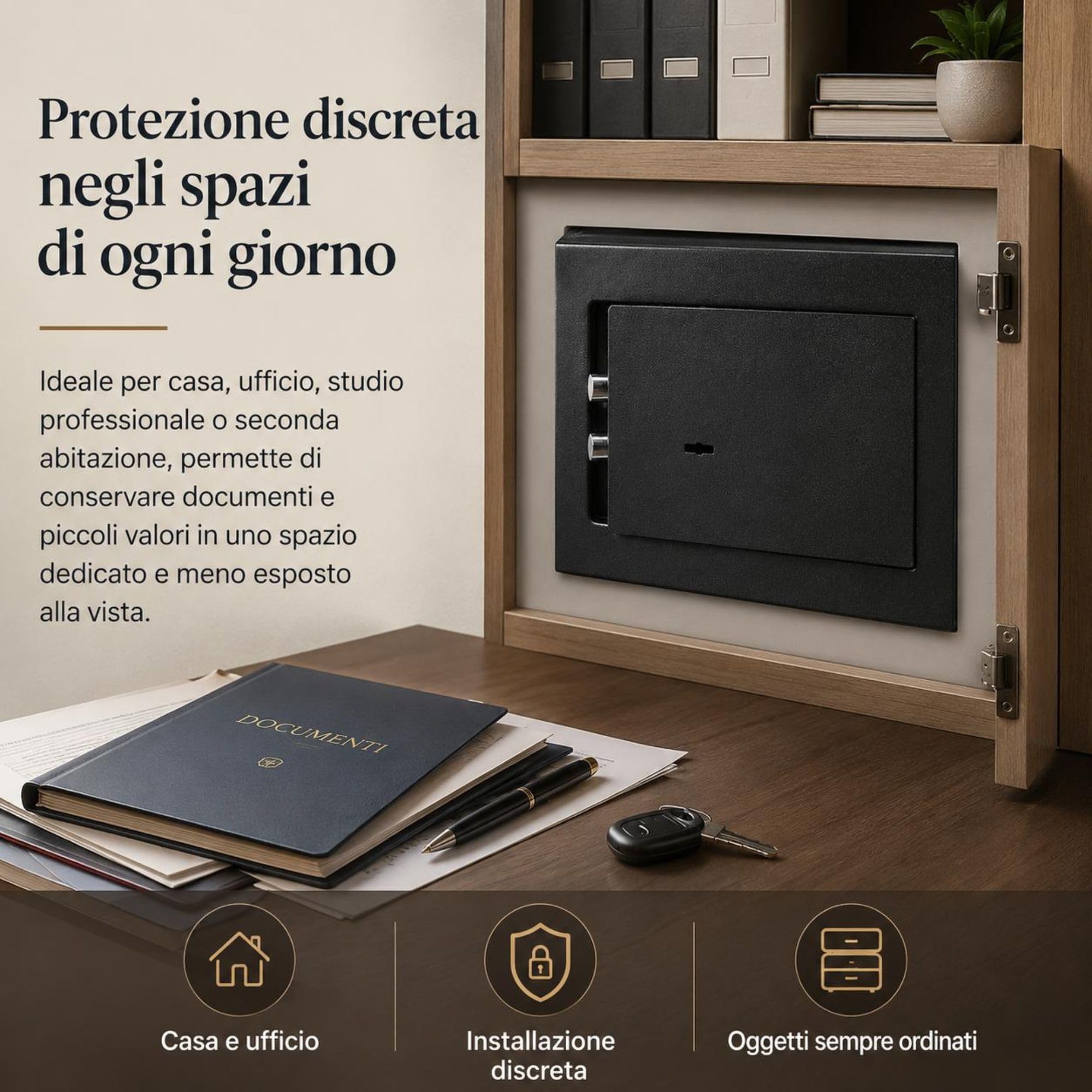 Cassaforte a Muro con Chiave (21 x 31 x 15) - Acciaio Speciale