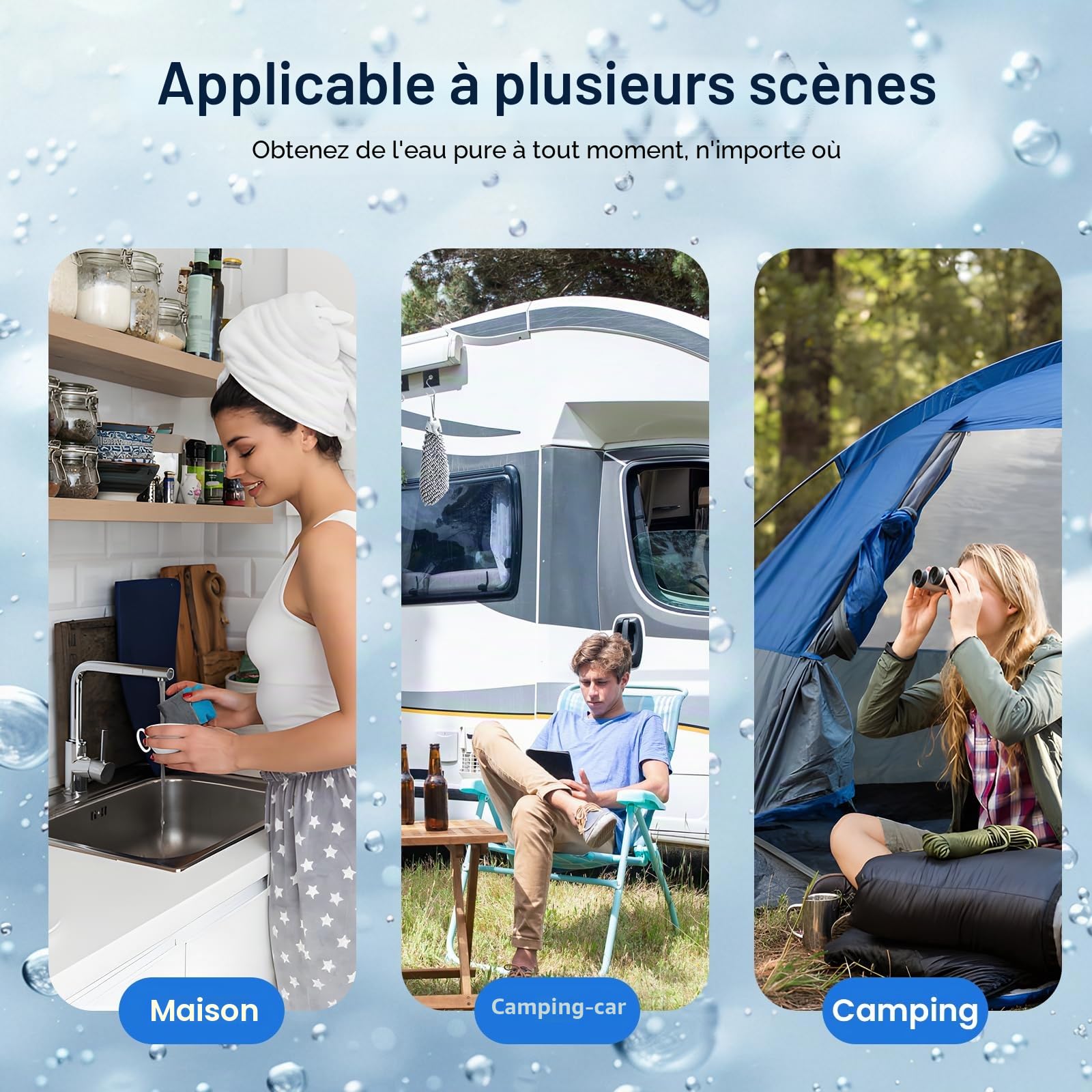 Lot de 2 filtres de rechange Black Carbon pour système de filtration d'eau par gravité - Cartouche de filtre à eau à charbon actif avec précision de 0,01 μm - Pour système de filtre à eau par