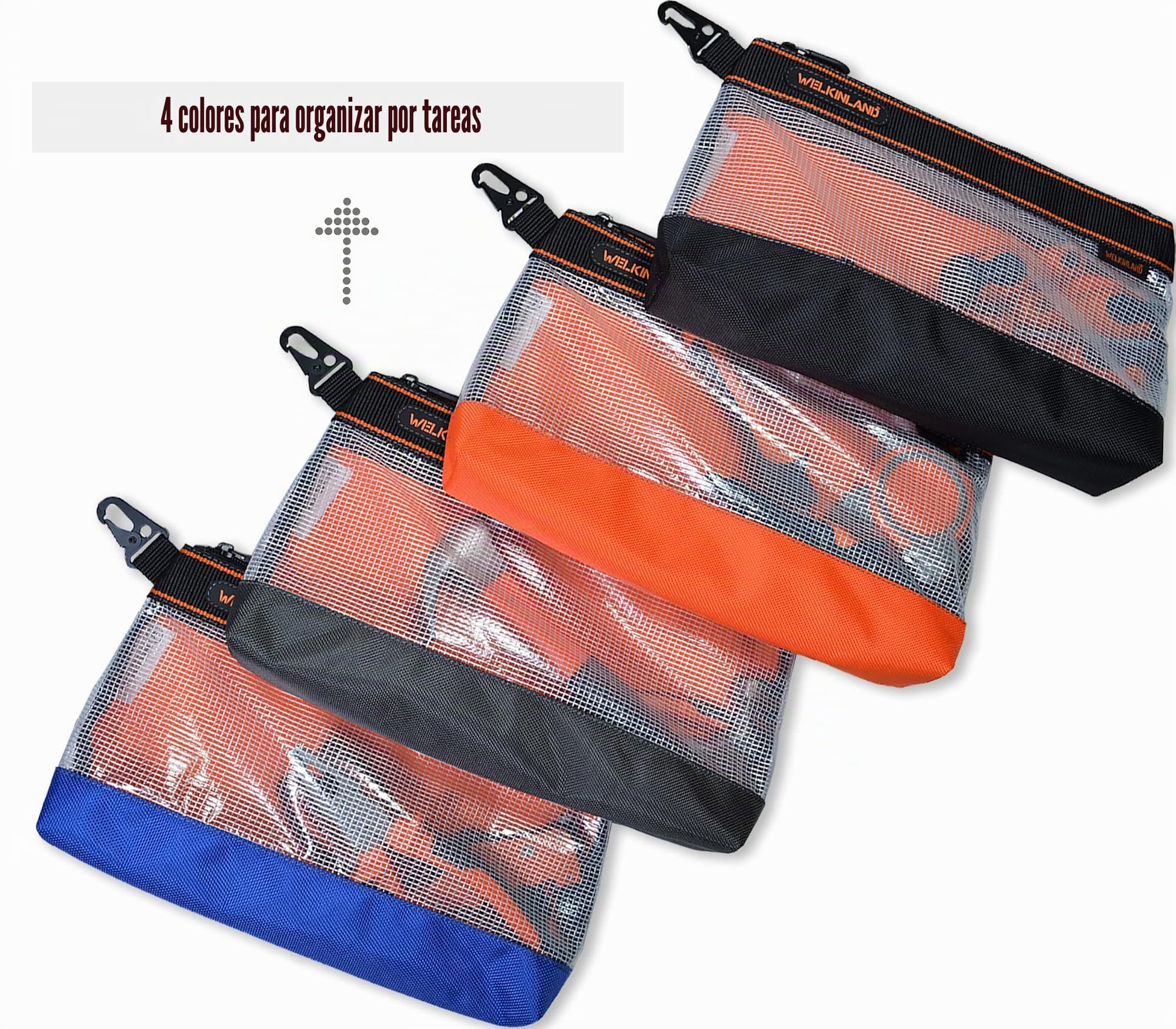 4 bolsas transparentes con cremallera de 33 cm, bolsa de herramientas, mini bolsa de herramientas