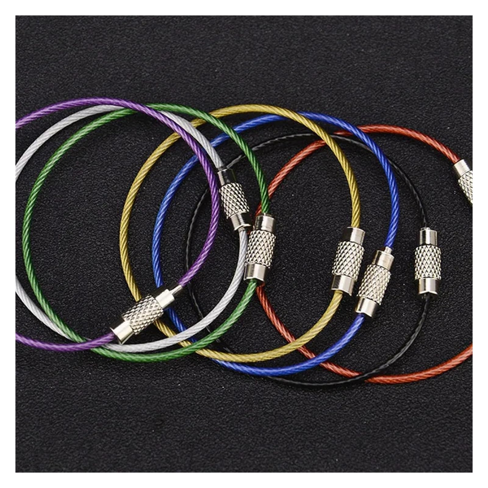 Yvxotrxnk Kabel do breloczków ze stali nierdzewnej 2 mm z blokadą śrubową 15 cm Heavy Duty for Outdoor Camp Hiking EDC Key Tools