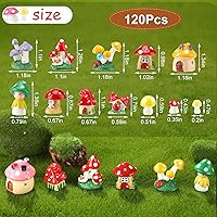 Vista 2 de Yulejo 120 piezas de mini hongos de resina para manualidades, jardín, pequeñas figuritas de hongos en miniatura, adornos coloridos a granel