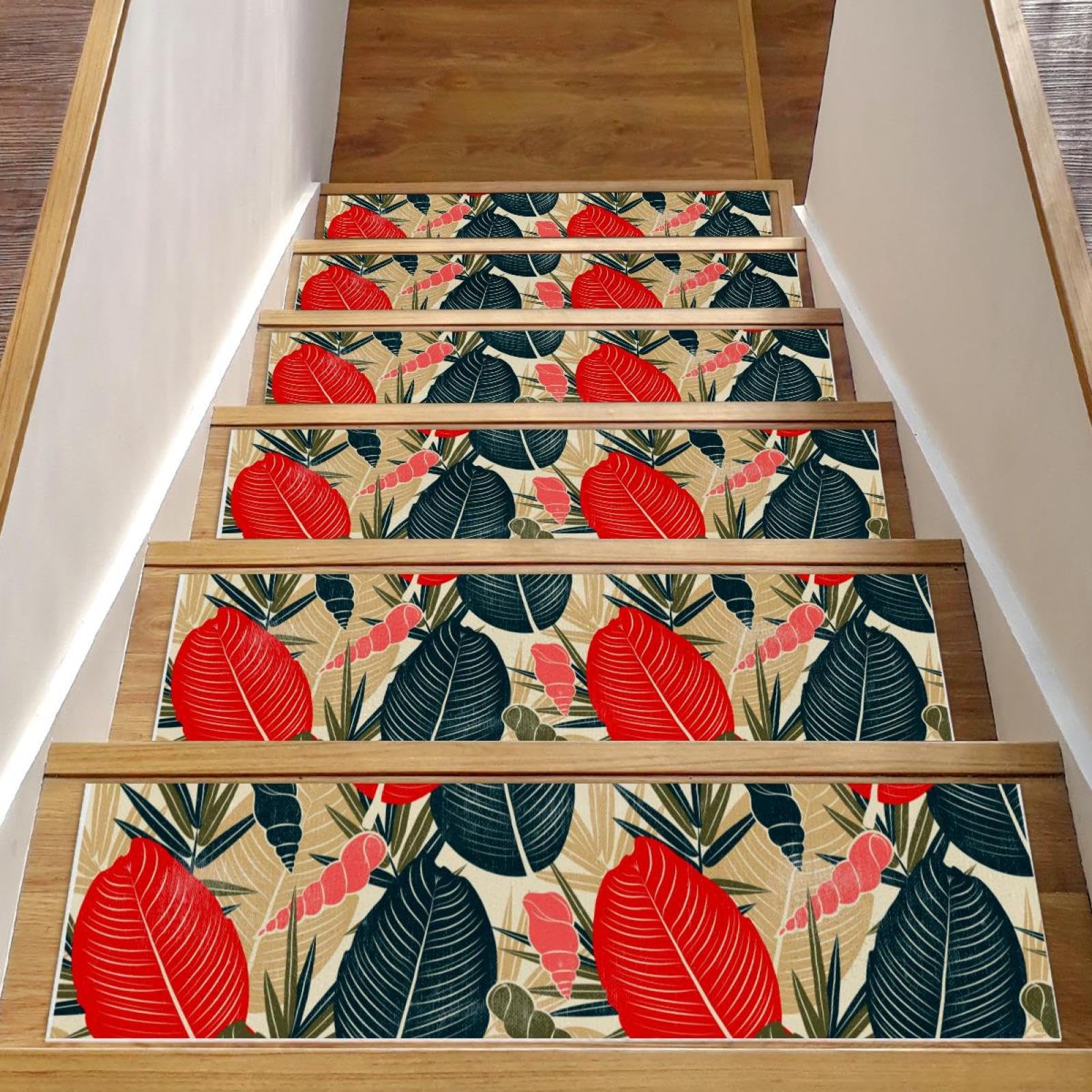 Tapis d'escalier antidérapant vintage lot de 15 marches bois