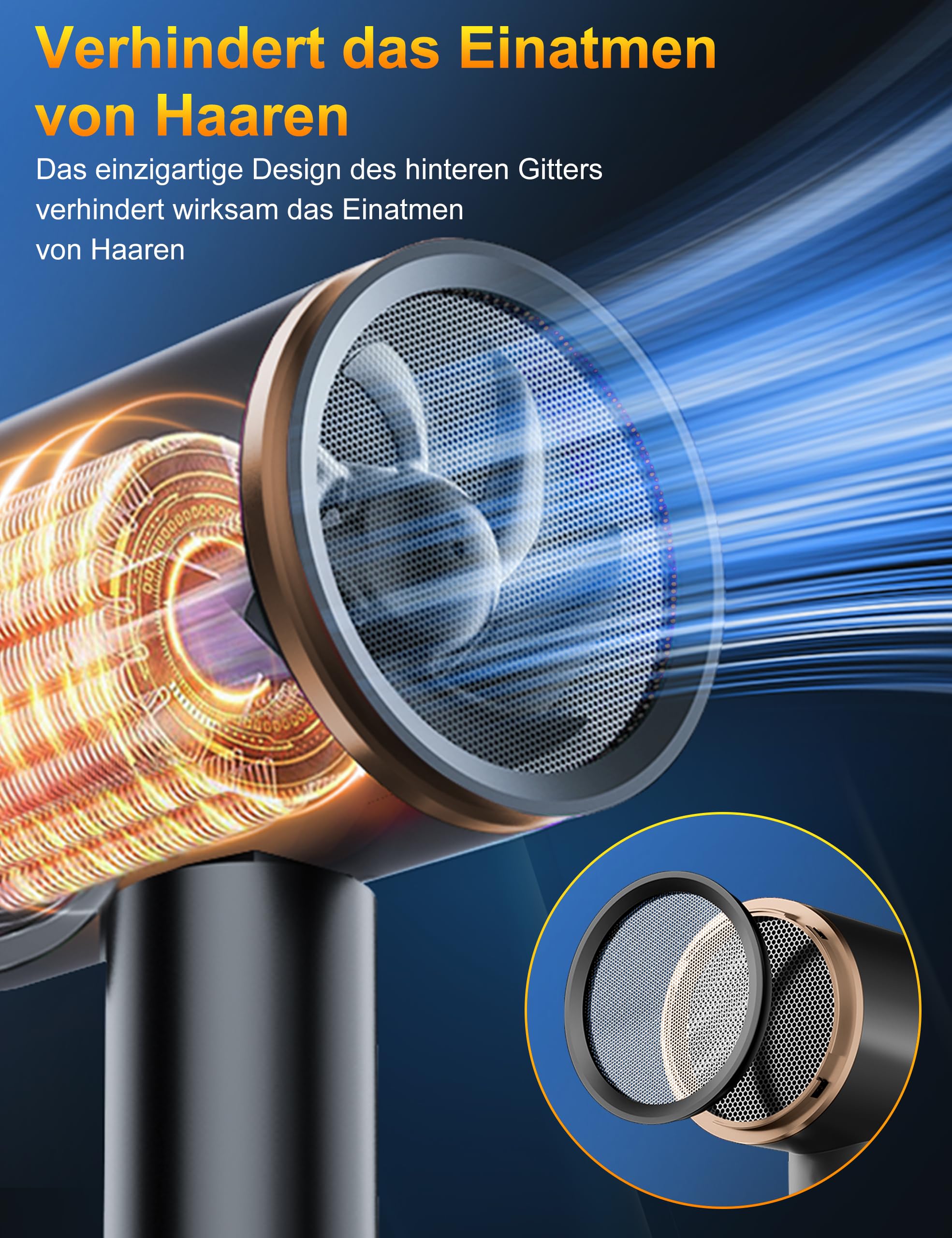 Föhn AC Motor 2400W Klappbar Ionen Haartrockner,Profi Fön Reisefön mit Heiß-/Kalttaste, 3 Heiz, Schnelltrocknen Hair Dryer,Salon Haarföhn mit Diffusor & Aufbewahrungstasche (Schwarz)
