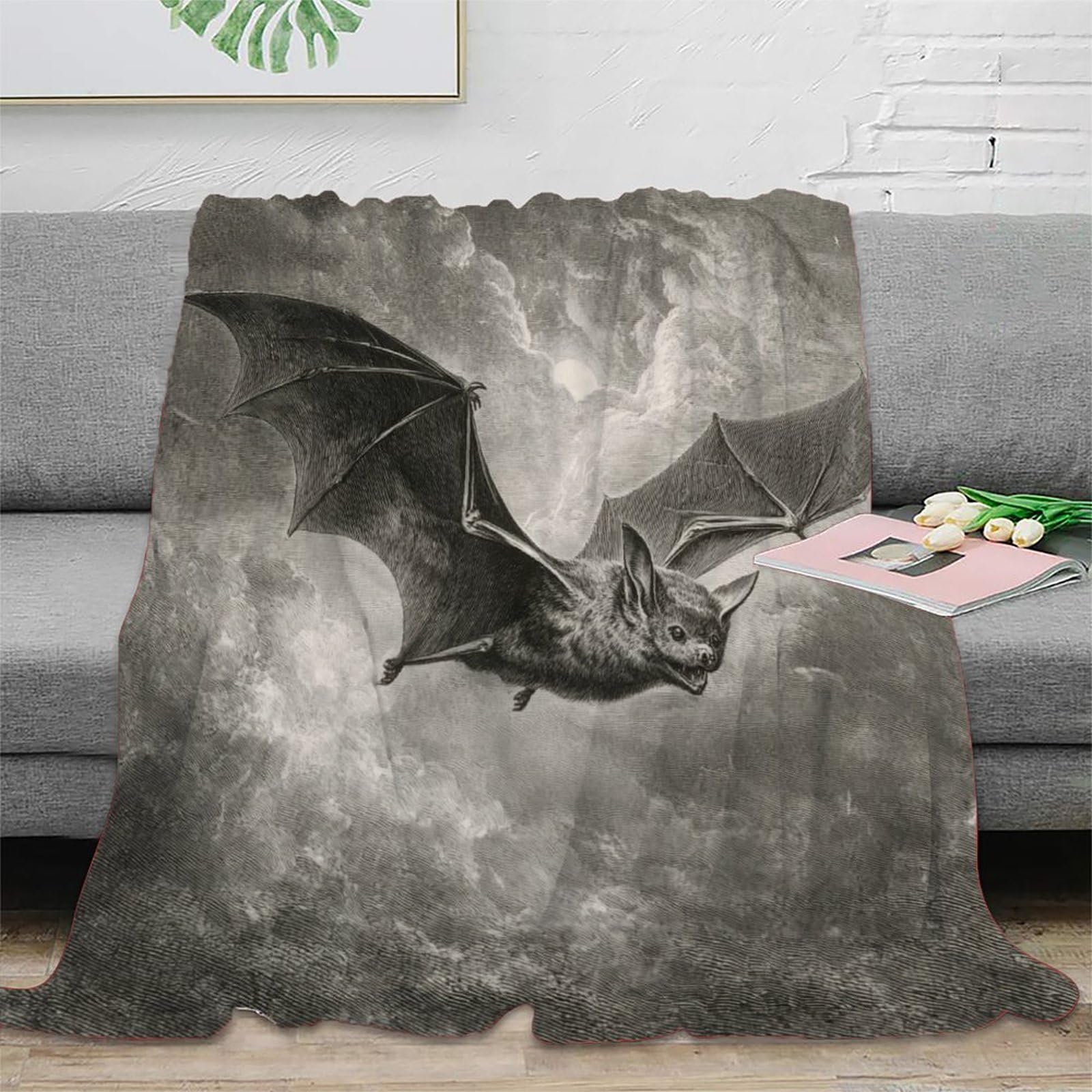 Vol de chauves-souris Manta Estampada 3D Colcha De Diseño Ropa De Cama De Microfibra Suave Y Cálida Sofá Ropa De Cama 80x90inch(200x230cm)