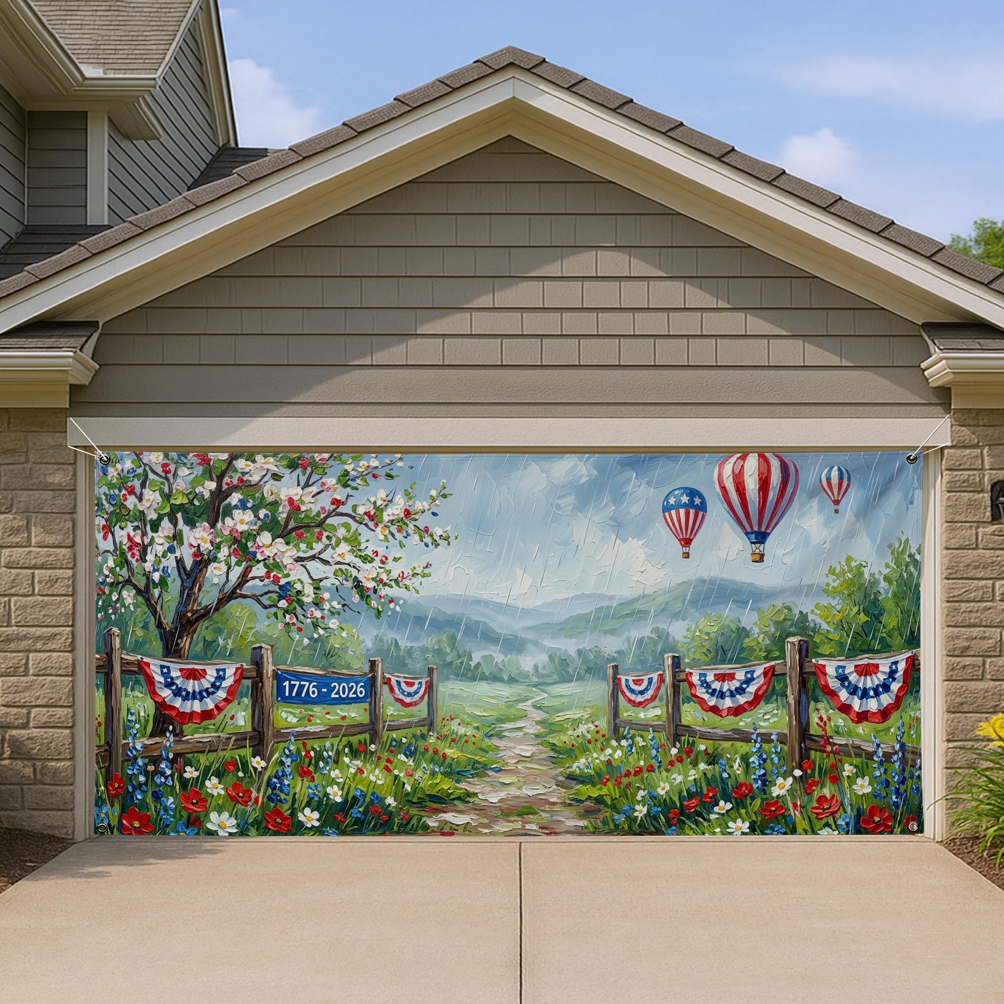 Housse de porte de garage grand format 400 x 180 cm pour décoration de jardin festive