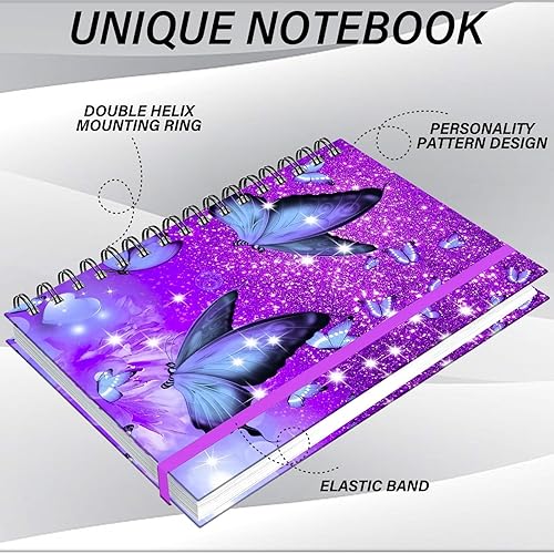 Miniatura 3 de Cuaderno de espiral, diario de tapa dura, cuaderno de espiral con rayas anchas, A5 de 5.5 x 8.3 pulgadas, papel grueso de 80 GSM, 60 hojas y 120