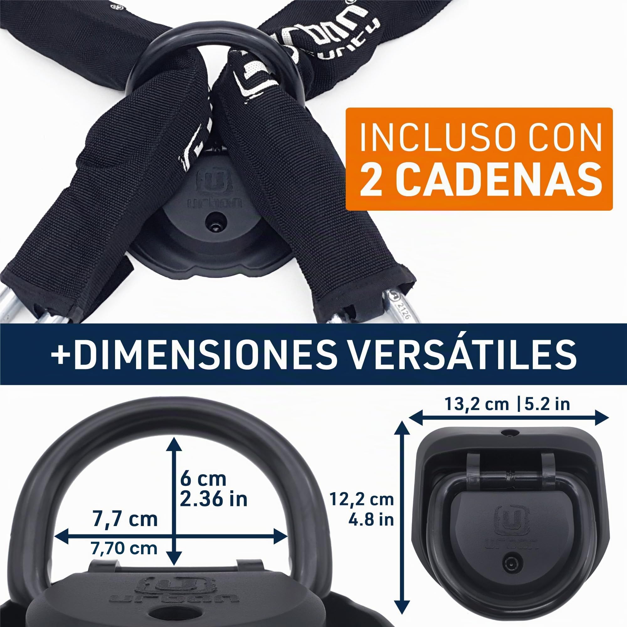 urban UR55 Anclaje Suelo Moto Alta Seguridad Testado, Anilla ø14 Abatible Acero Endurecido, 4 Pernos Expansion, Antirrobo Fijación Pared Cadena Garaje Remolque Parking Motocicleta Scooter Bicicleta