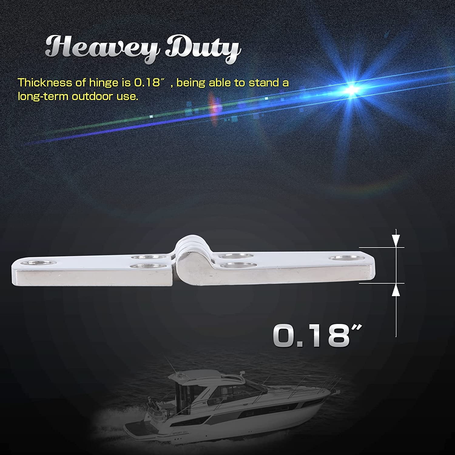 Marine Monture Charnières de Portes Acier Inoxydable Charnière inox de Bateau de Trappe Matériel À toute épreuve Charnière Marine de Bateau Plateforme Cabinet SUS316 38 mm x 102 mm 2pcs