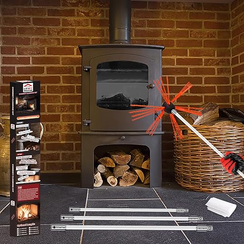 Miniatura 5 de Kit de limpieza de chimenea de 39 pies, limpiador ergonómico de chimenea, sistema de limpieza de chimenea giratorio impulsado por taladro, cepillo