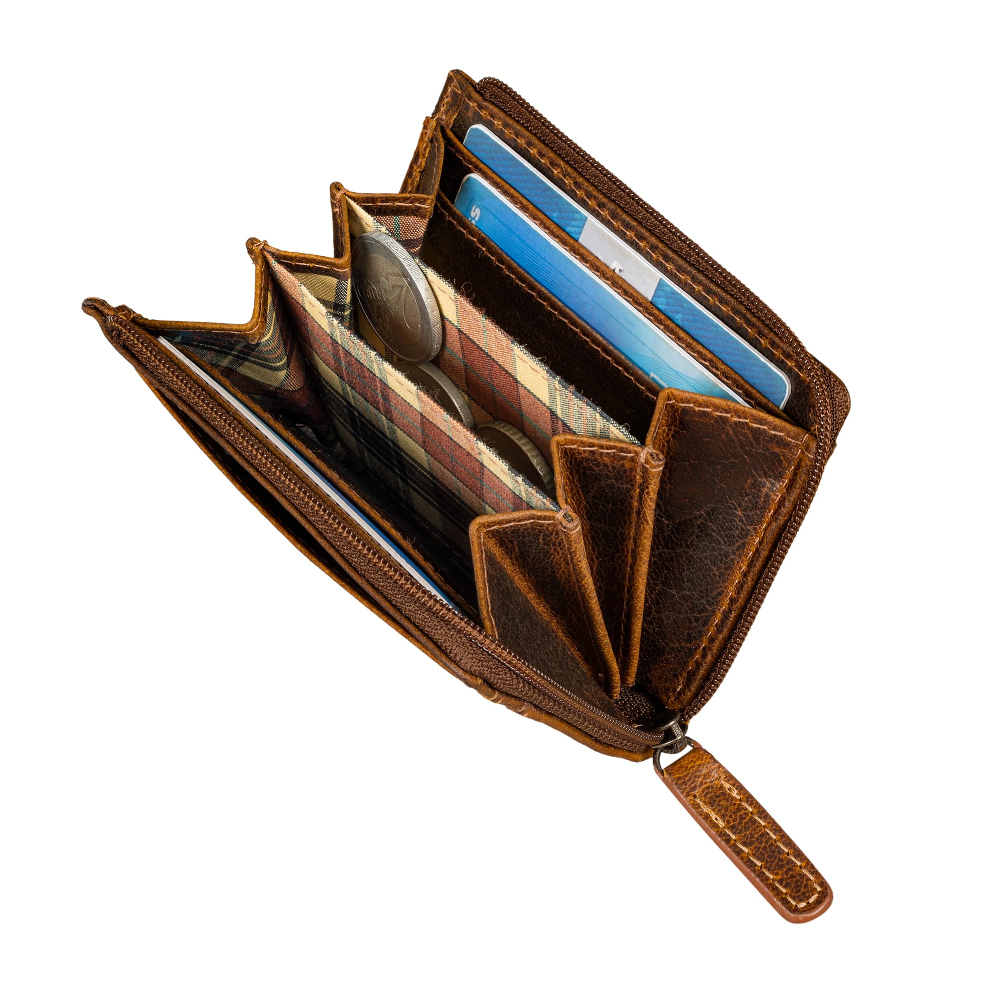 STILORD "Cardino Tarjetero Hombre Piel Auténtica Tamaño Compacto - Monedero Mujer Billetera Pequeña Card Holder Wallet - Cartera Cuero Delgada Cartera con Monedero RFID Color:luino - marrón