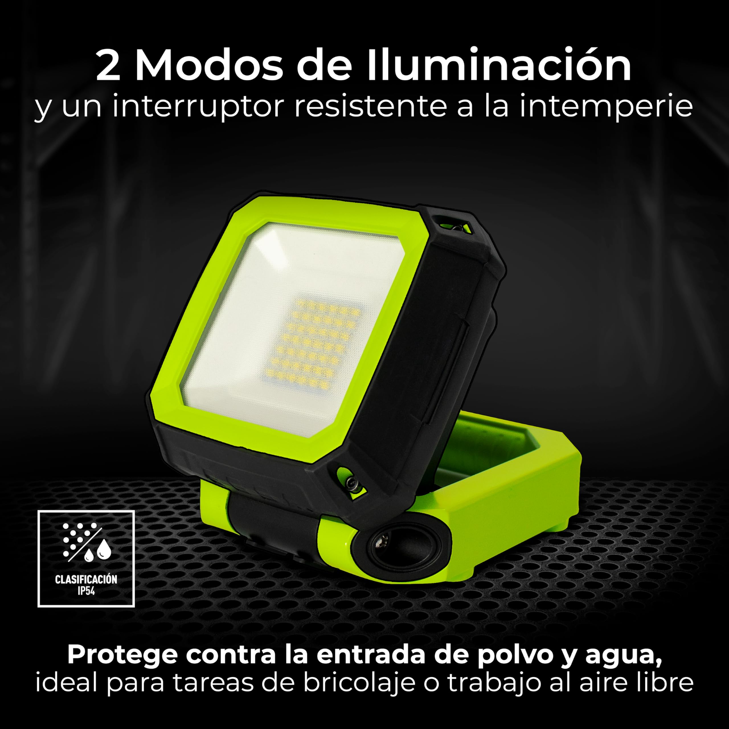 Luceco Luz de Trabajo LED Compacta Magnética con Salidas USB, 2 Modos de Luz, Asa de Transporte y Gancho, Luz de Inspección, Resistente a la Intemperie, IP54, IK07, 7,5W, 750lm, 6500K, LWR7G65