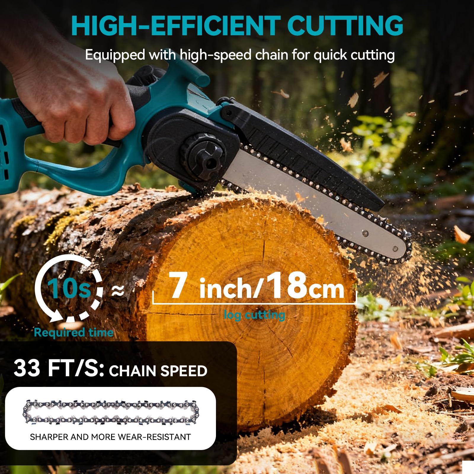 Yofidra 2 en 1 Motosierra Telescópica y Mini Motosierra Eléctrica, 8 Pulgadas con Poste Desmontable, 2 Baterías de 3.0Ah, para Cortar Ramas y Poda de Árboles