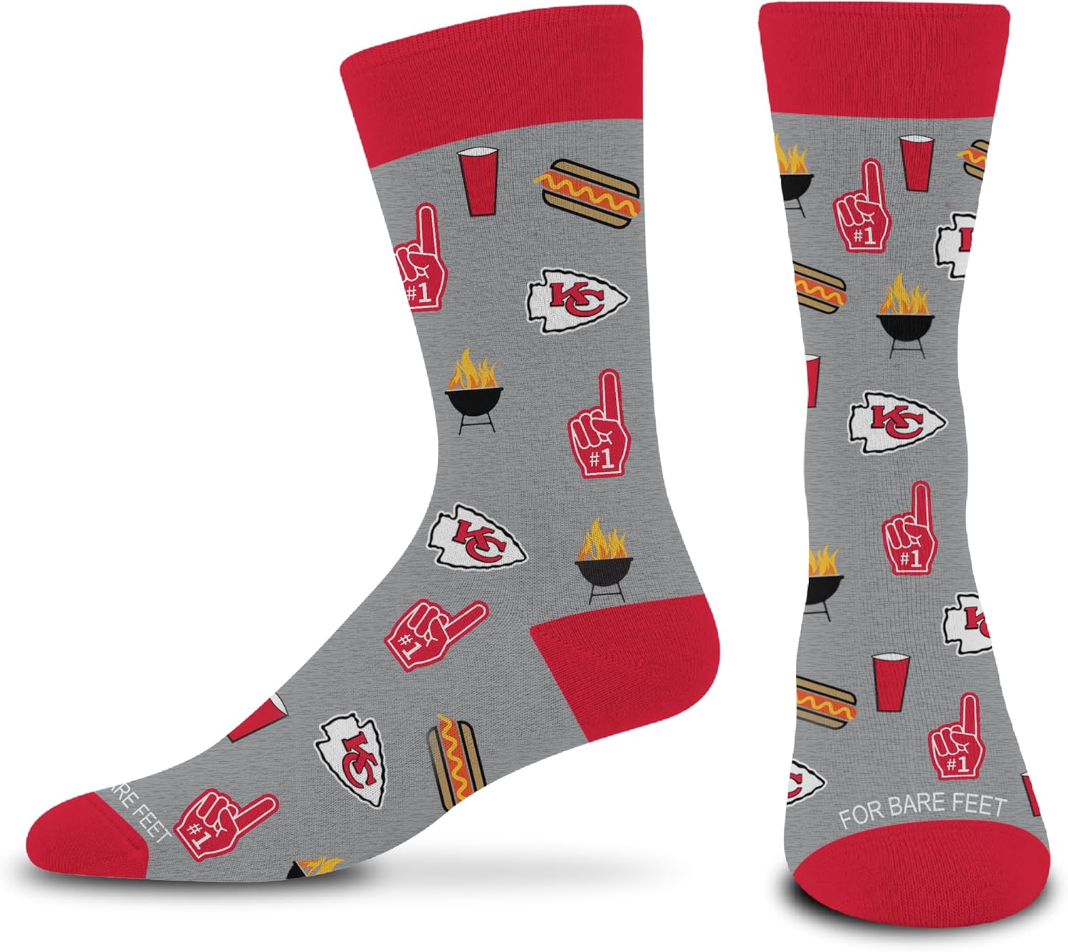 For Bare Feet NFL Unisex Tailgate Dress Crew Sock Team Colors