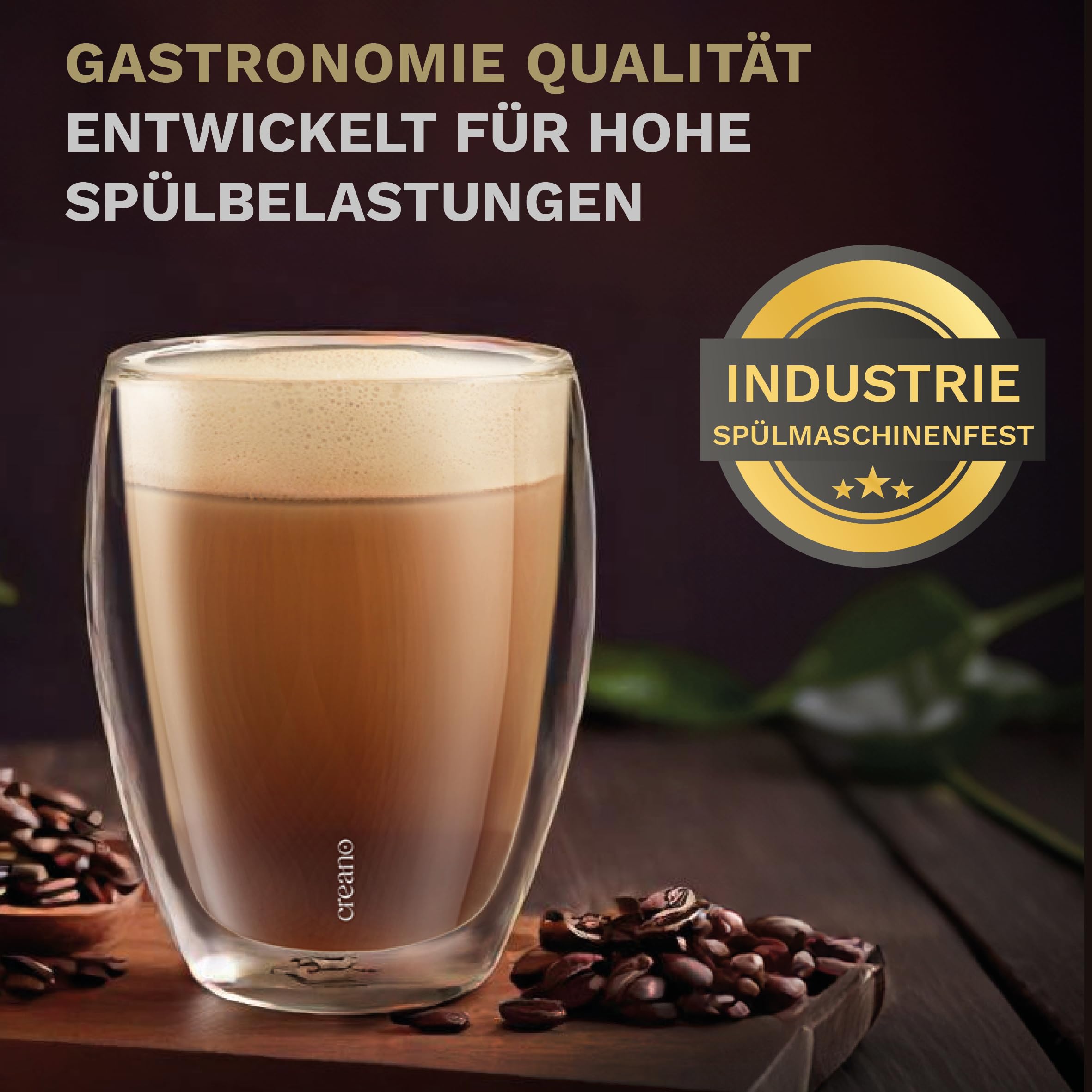Creano PREMIUM doppelwandige Trinkgläser 400ml - 6er Set - WELTNEUHEIT | 100% Spülmaschinenfest durch GastroSeal Versiegelung deshalb Gastronomie Qualität - Doppelwandglas