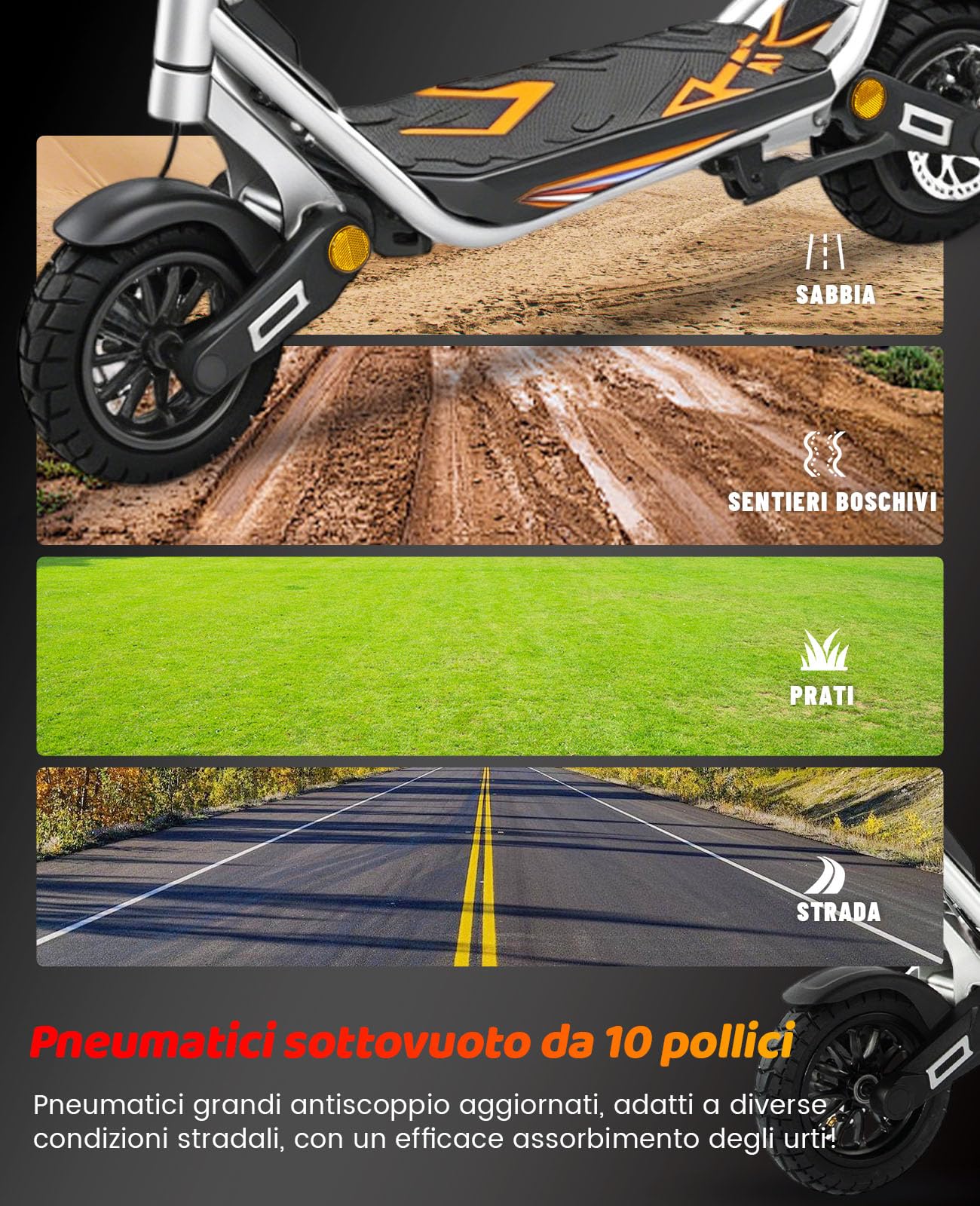 10" Monopattino Elettrico Adulto Pieghevole,45KM di Autonomia Monopattini | Monopattino Elettrico 48V 13Ah Scooter, 10 Pollici Monopattini Elettrici Fuoristrada Doppia Sospensione,Doppio Freno a Disco