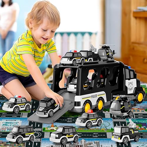 Miniatura 3 de Camión de bomberos de juguete para niños pequeños de 3, 4, 5, 6 años, camión de juguete de fricción 7 en 1, camión de rescate de incendios, camión