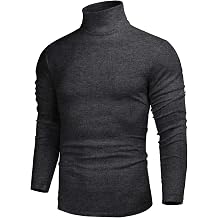 Poriff Mens Casual Slim Fit Basic Tops Knitted Lightweight Turtleneck Pullover Sweater