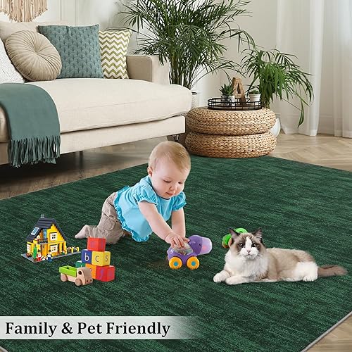 Miniatura 79 de Alfombra lavable contemporánea de 5 x 7 pies, alfombra de área grande para dormitorio, alfombra moderna, antideslizante, resistente a las manchas