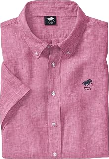 Men's Cotton Linen Shirt Short Sleeve Lightweight Summer Shirt with Linen Casual El…