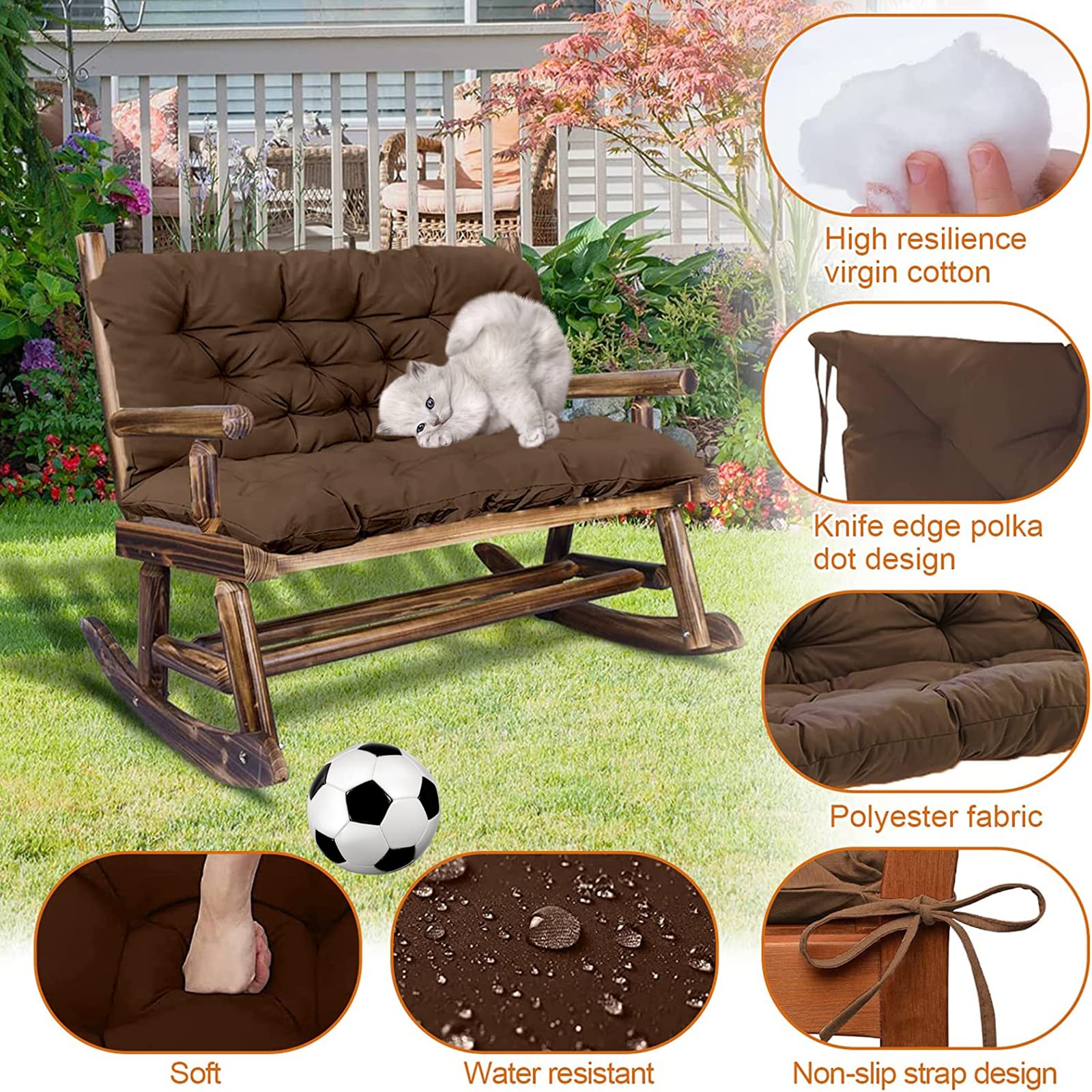 Buiten bankkussen, Swing Replacement kussens waterdicht, Dicken Patio Bank zachte schommelstoelen Pad Lounger Seat (H 40inx40inx4in(100x100x10cm))