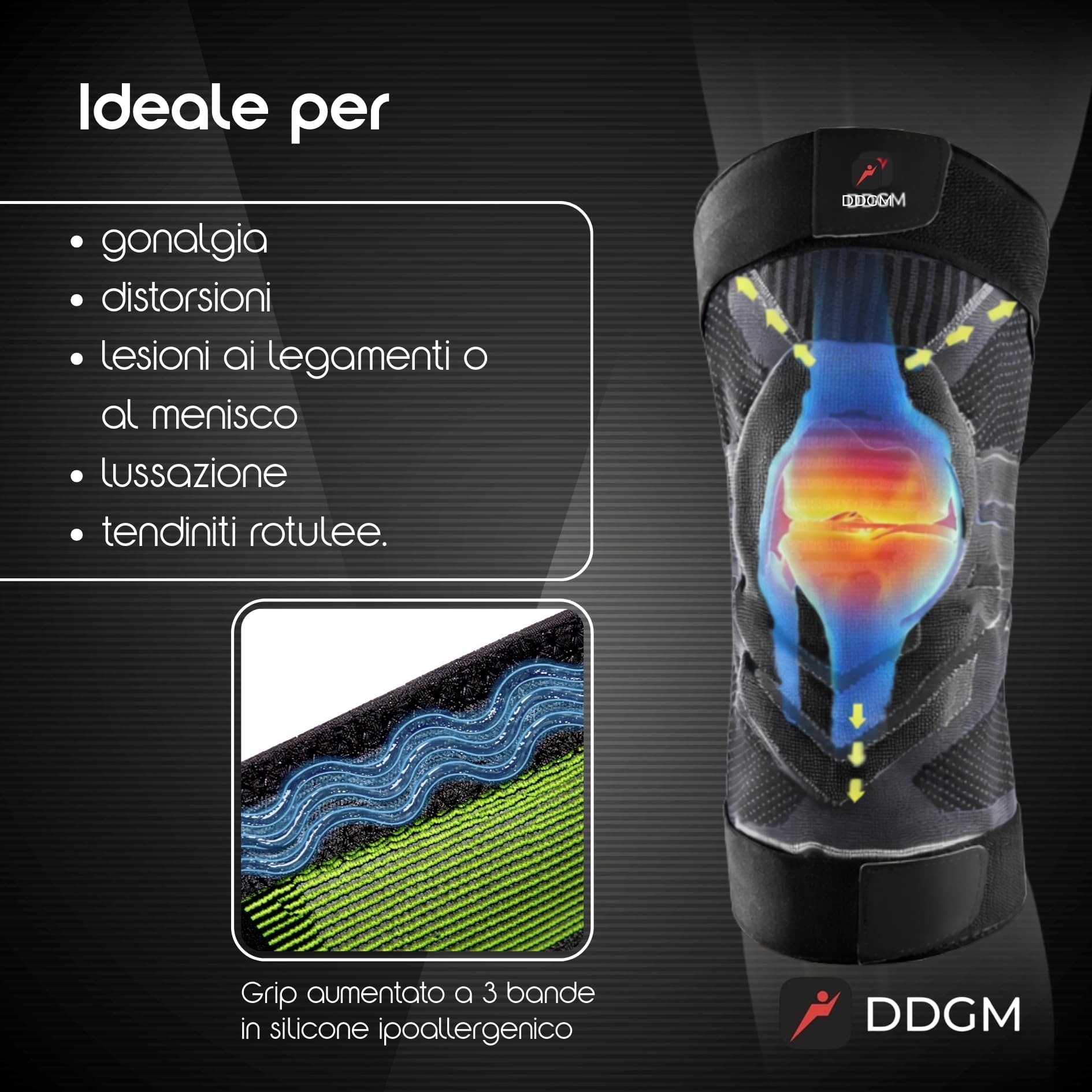Ginocchiera Ortopedica Stabilizzante a Compressione Alta Qualità Tutore Ginocchio Con Gel Pad Rotuleo e Stecche Ginocchiera Sportiva per Artrosi e Menisco Fascia Elastica Ginocchio Size Small