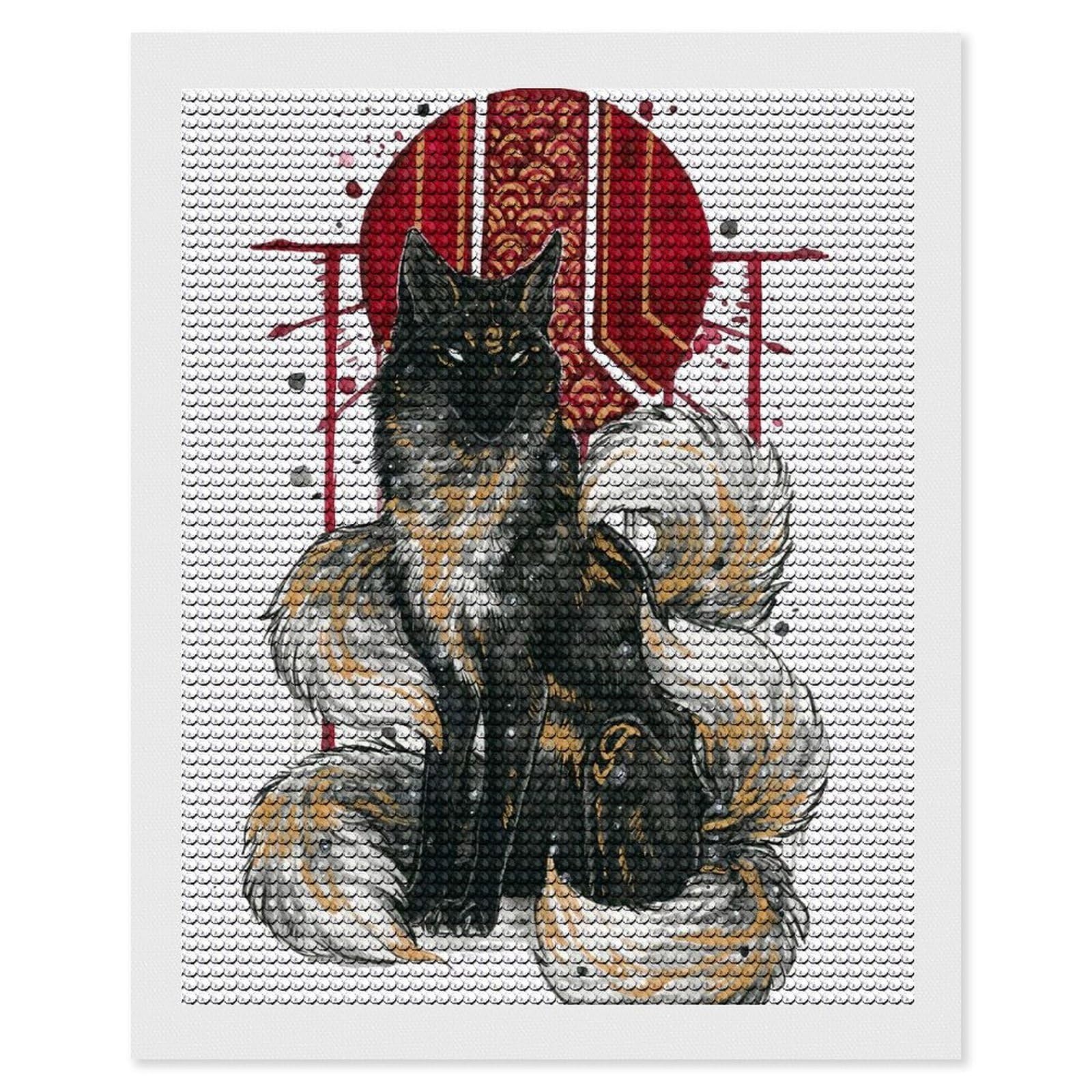 Junmoney Kitsune Diamond Painting Canvas Set 16"x20", for Women, Pleasing Wall Art Project, Aesthetic Room Decor, Gift Idea