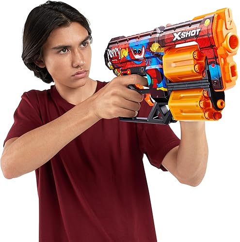 Miniatura 5 de XSHOT Skins Dread Blaster - Poppy Playtime (Toony) por ZURU con 12 dardos, doble barril giratorio, tecnología de dardos de bolsillo de aire, pistola