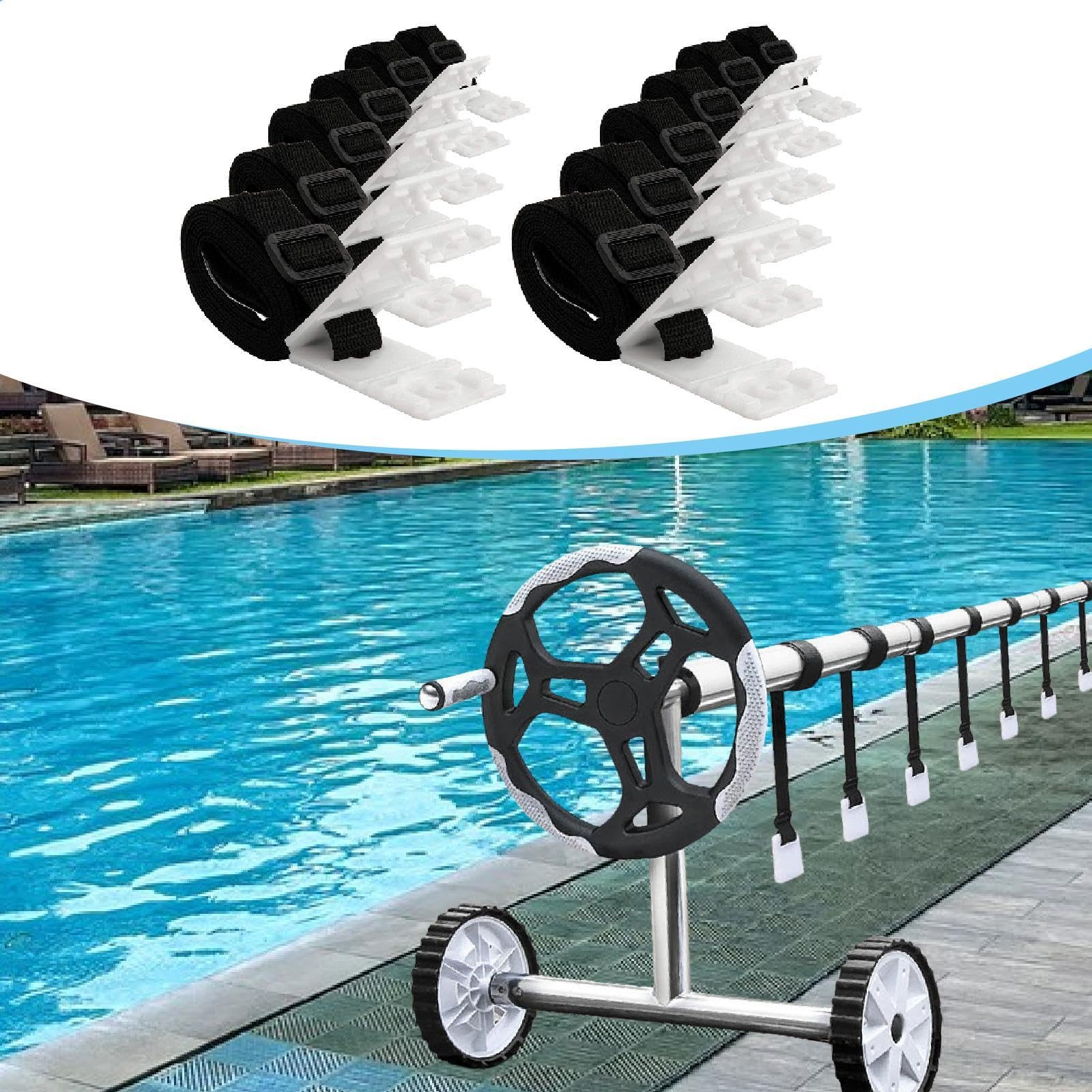 Kit de Fixation pour Enrouleur de Couverture de Piscine, Accessoires, Sangles Robustes, Portable et Léger pour Couvertures de Piscine, 12 Pièces