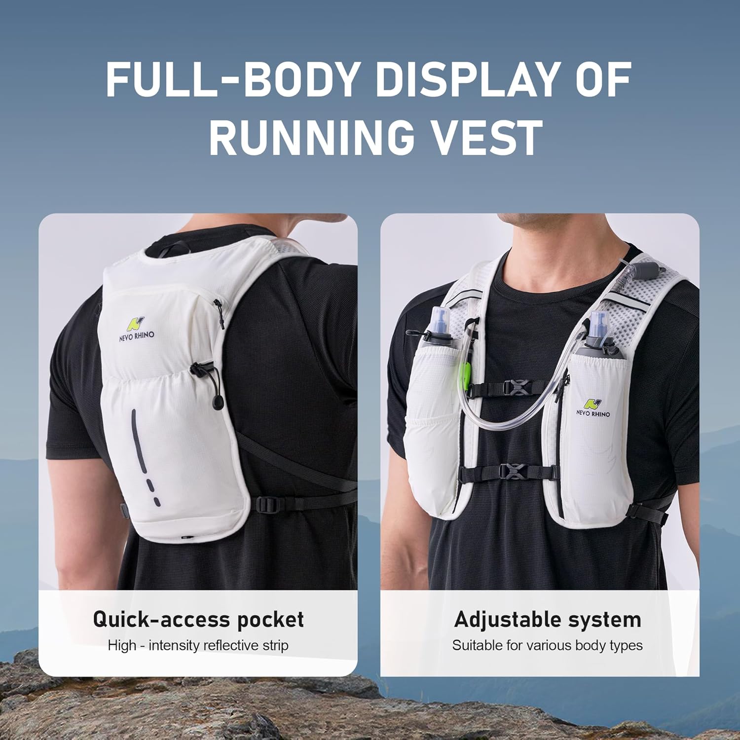 N NEVO RHINO Running Vest, Lightweight Hydration Vest, Insulated Water Backpack with 1.5L Water Bladder for Hiking, Trail, Running,Marathons,Cycling