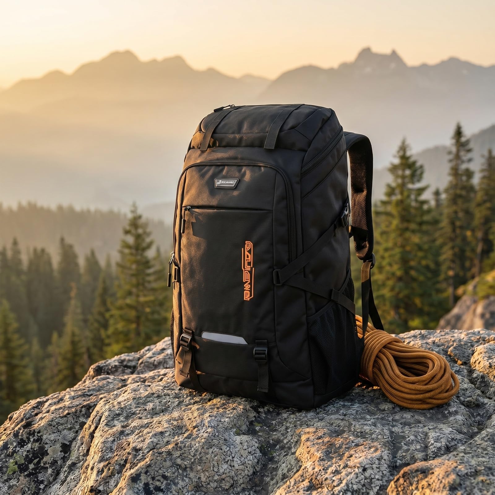 Naapesi Sac à Dos Randonnée Homme Femme 50L, Sac a Dos Voyage Imperméable Grande Capacité, Sac de Randonnée Léger et Respirant pour Trekking, Camping, Sport en Plein Air - Noir