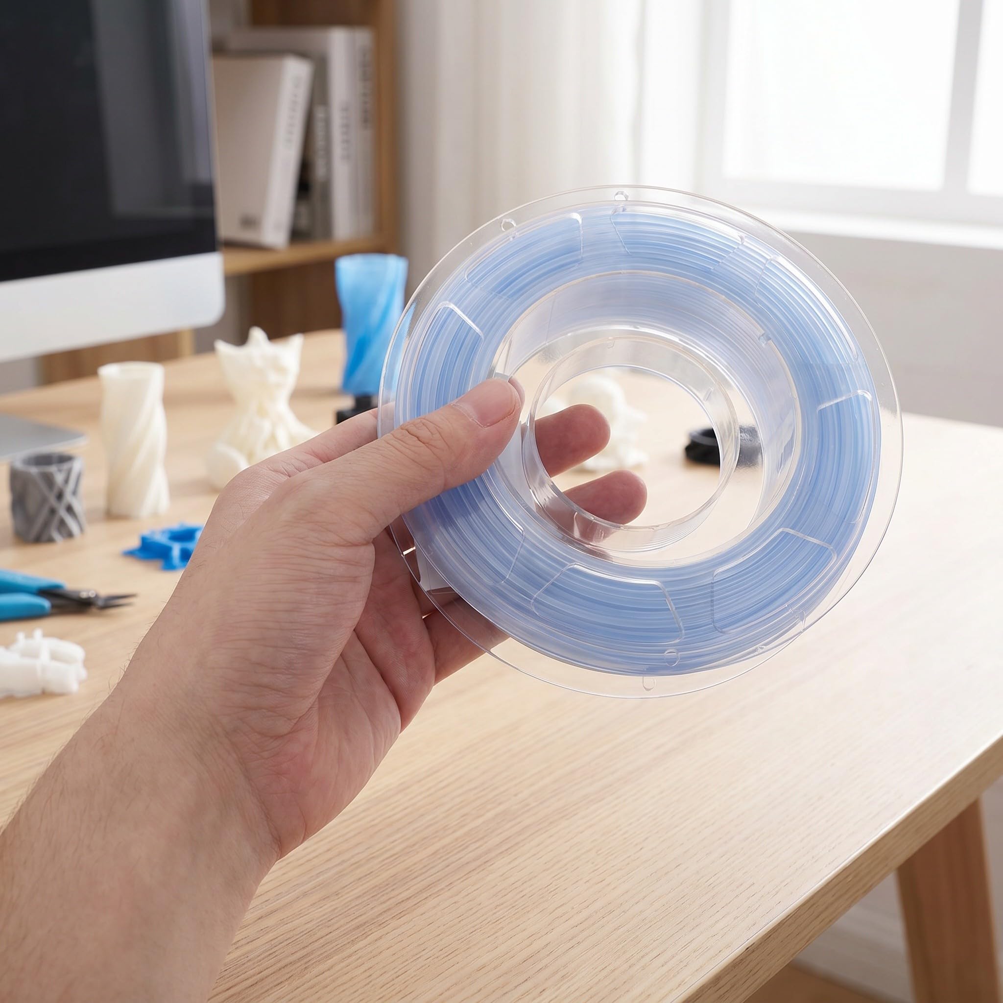 ibasenice 6 rollos de filamento PLA translúcido pastel de 1,75 mm - Paquete de filamento PLA multicolor transparente de 200 g - Suministros para impresión 3D para oficinas, escuelas y proyectos
