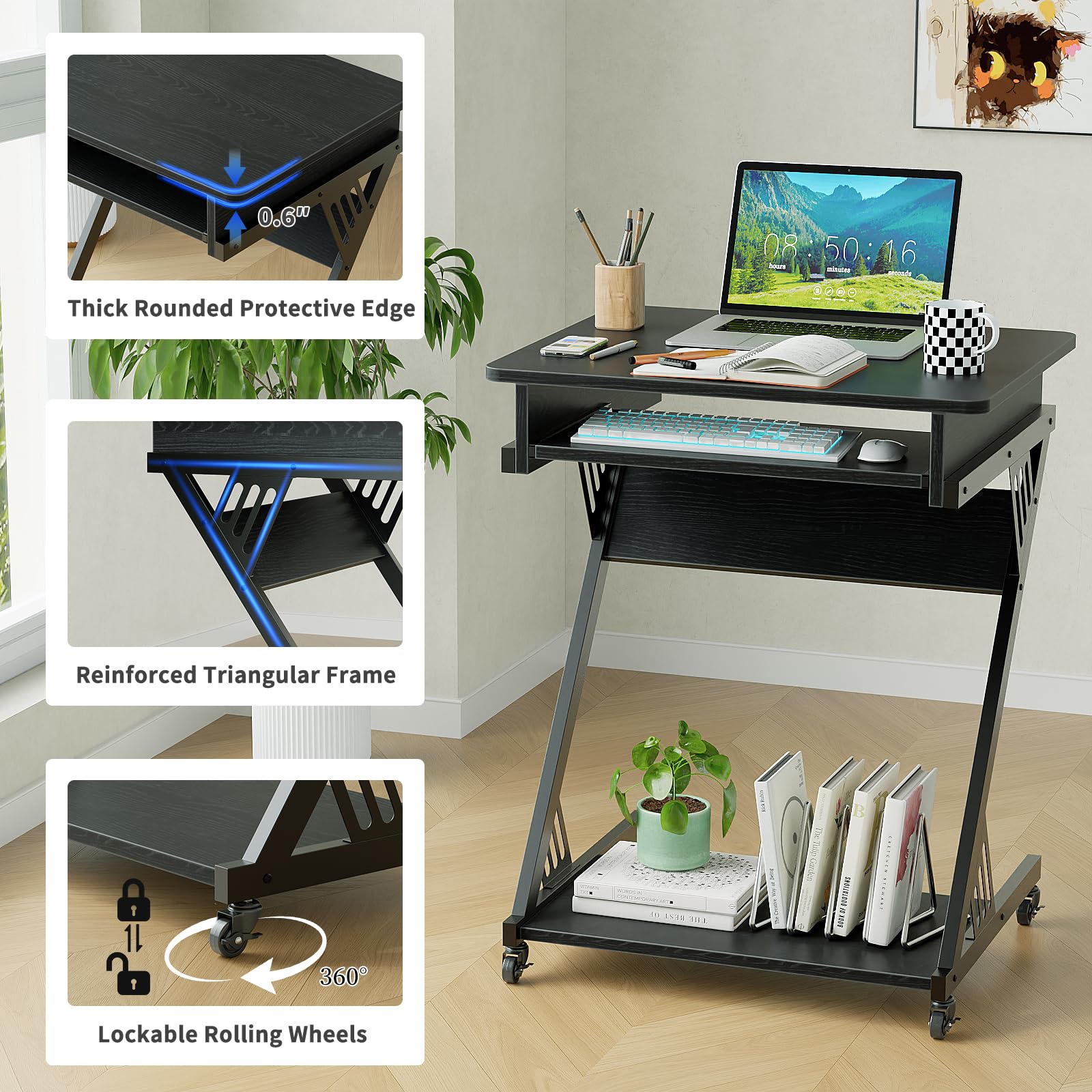 ALISENED Computer Desk for Small Spaces,23.6