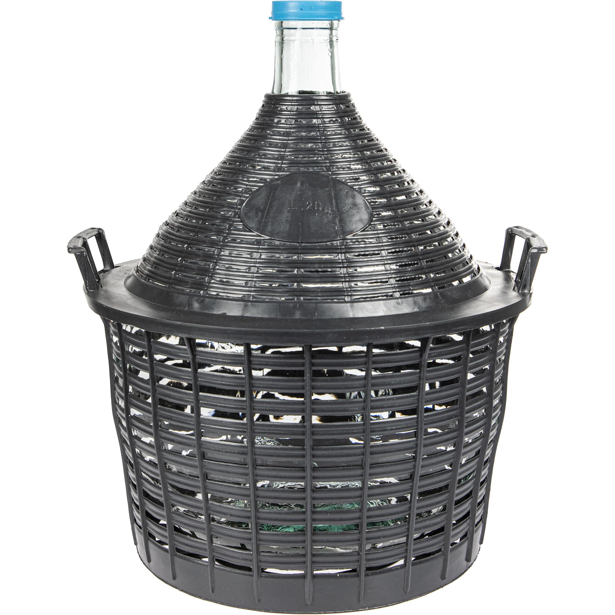 lilawelt24 Weinballon mit Korb Glasballon Gäreimer Gärballon Gärbehälter mit Kunststoffkorb Glasflasche Korbflasche Glasgärballon (20L)