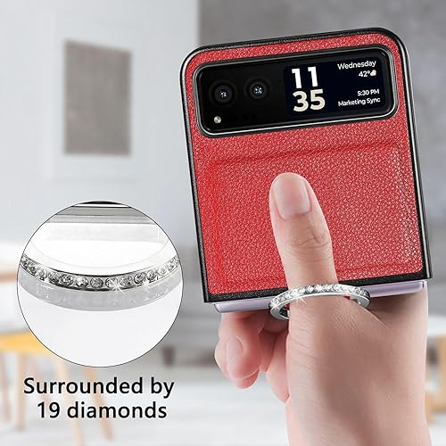 Miniatura 8 de Funda para celular Moto Razr 2023, Motorola Razr 2023, cartera de piel sintética con anillo para hombres y mujeres, funda protectora ultra delgada