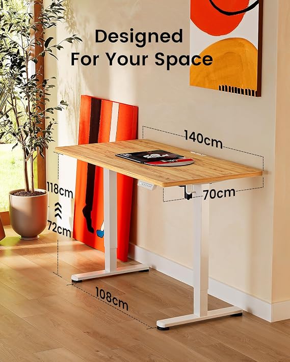 ErGear Electric Standing Desk 140 x 70cm 4 Memory with Splice Board