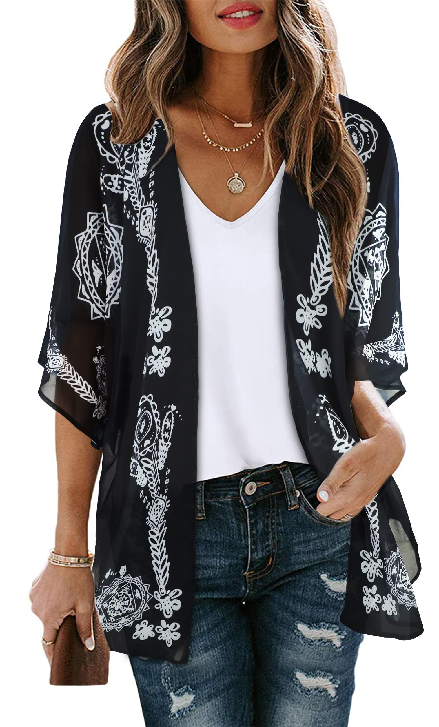 Gosunny Haut d'été pour femme - Kimono - Style bohème - Imprimé floral - Cardigan