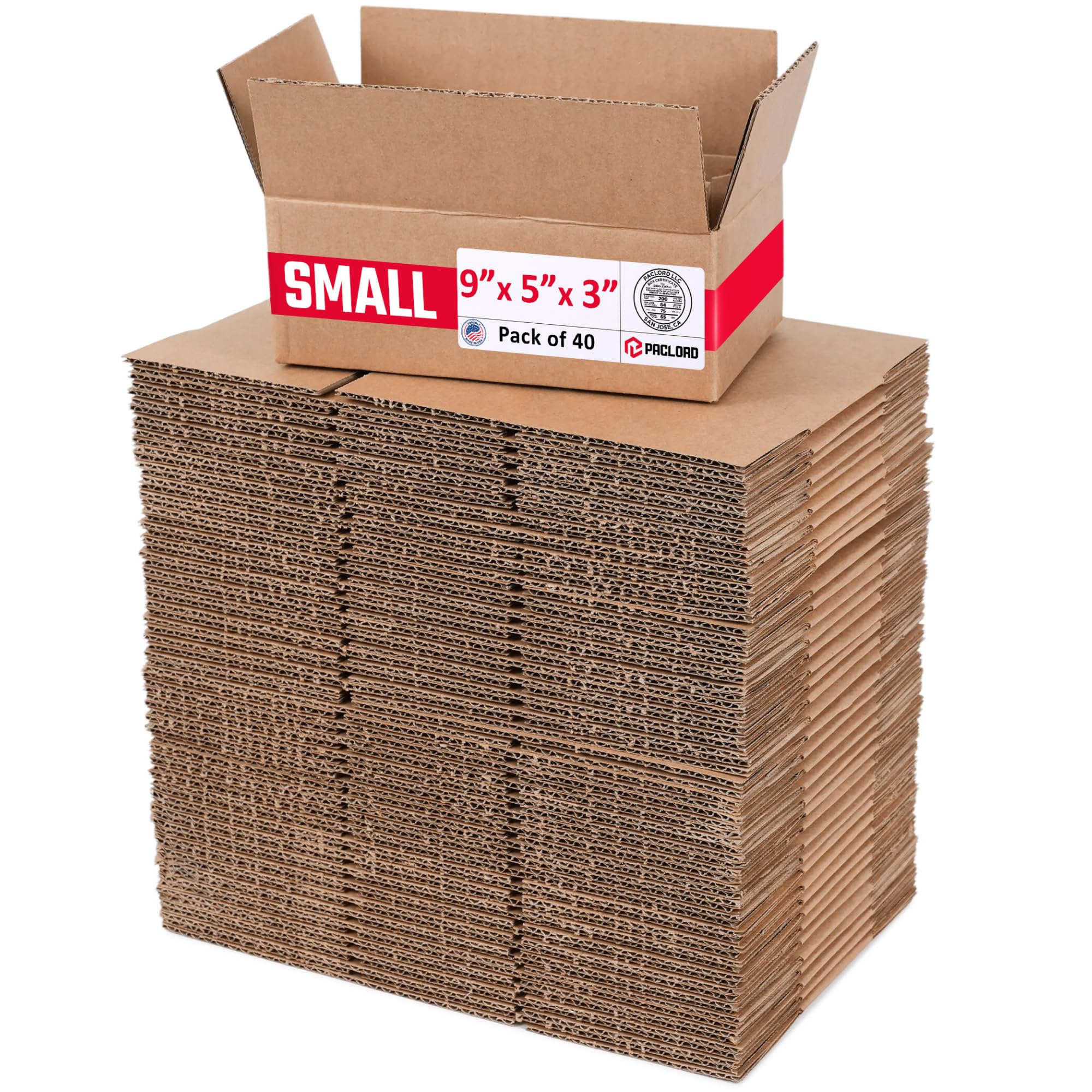 Small Cardboard Boxes 9"L x 5"W x 3"H (Pack of 40) - USA-Made Packing Boxes for Moving, Shipping, or Storage - USPS, UPS, FedEx Approved - Professional Packing Supplies for Moving | USA-Made Packing Boxes for Moving, Shipping, or Storage - USPS, UPS, FedEx Approved - Professional Packing Supplies