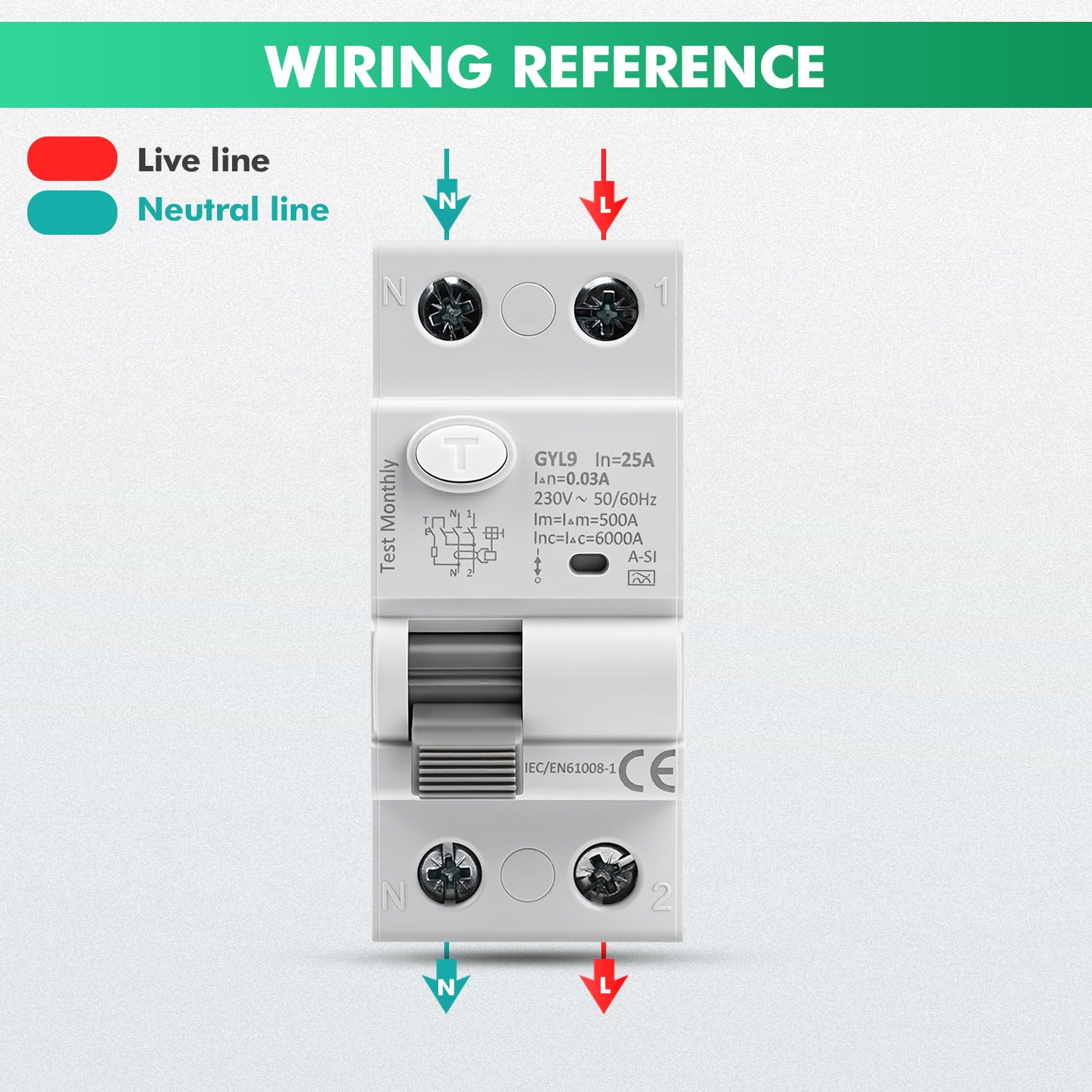 Disjoncteur différentiel 30mA 25A 2 pôles Type A-SI | électromagnétique super immunisé 2P 6kA RCCB AC230V interrupteur différentiel avec protection contre les fuites électriques