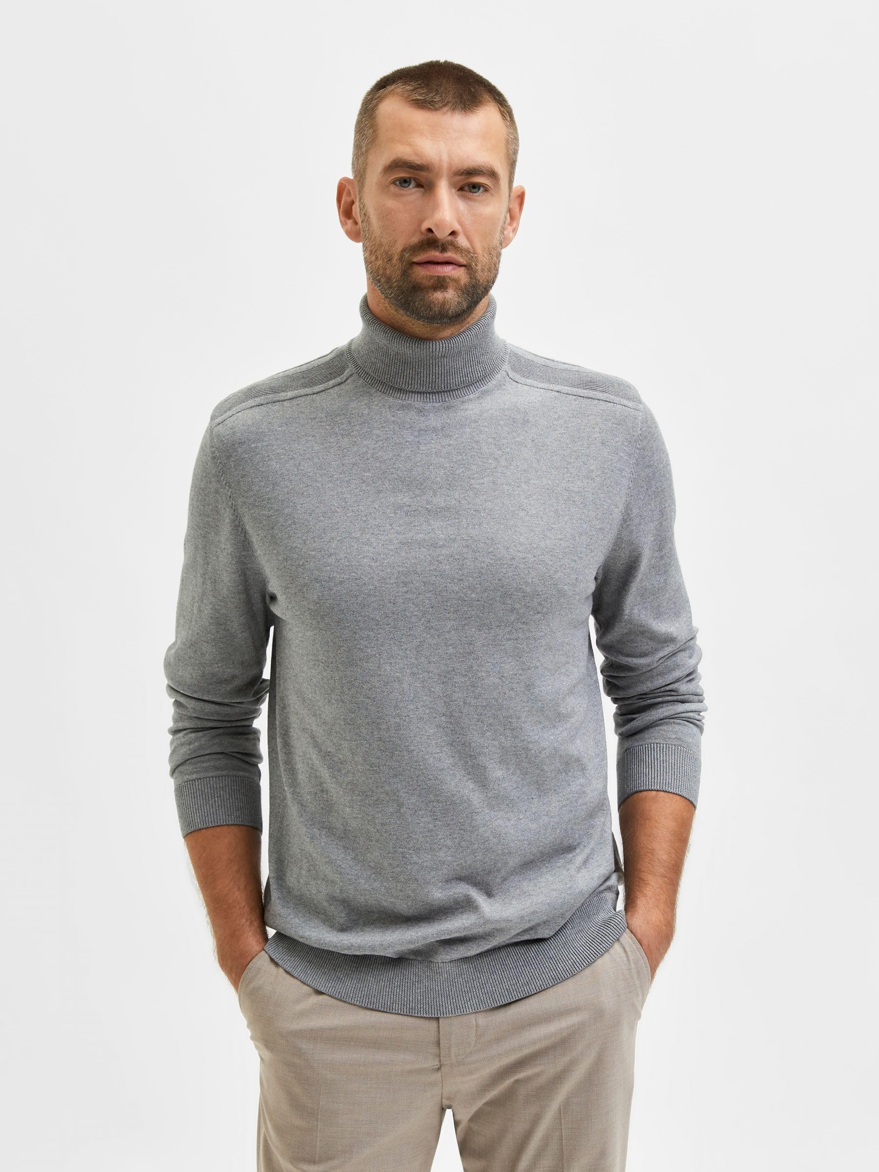 Selected Homme Male Pullover Langarm Rollkragen