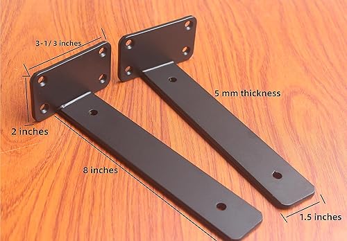 Miniatura 2 de Paquete de 24 soportes de estante en L ocultos negros de 11 pulgadas (15 pulgadas de grosor), soporte de estante de metal, soporte de estante