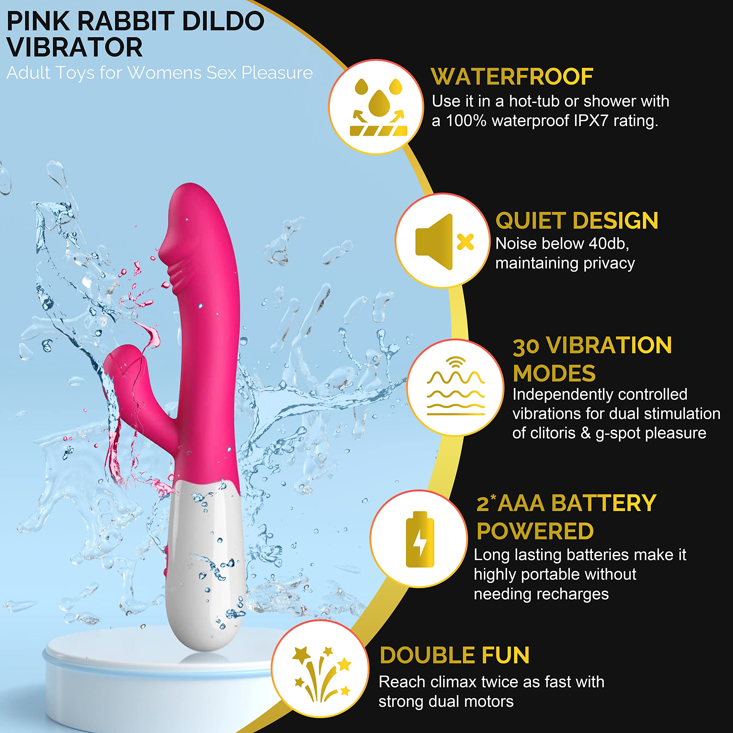 Amazon.com: Pink Rabbit Dildo Vibrator, Adult Toys for Womens Sex Pleasure,  G Spot Clit Vibrator 30 Speeds, Rose Toys/Woman Sex Toys for Couples.  Silicon & Waterproof Female Vibrators with Quiet Operation :