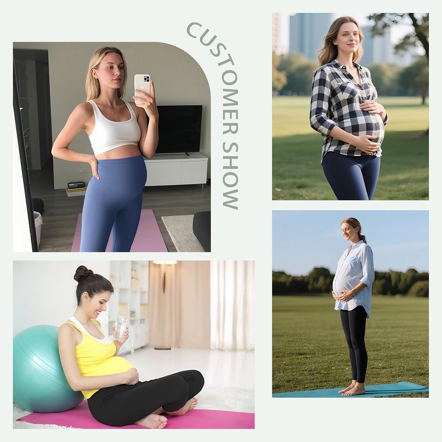 WELL&JUST Maternity Leggings Over The Belly - Ultra Soft Pregnancy Active Wear for Workout Casual, High Waist Yoga Tights