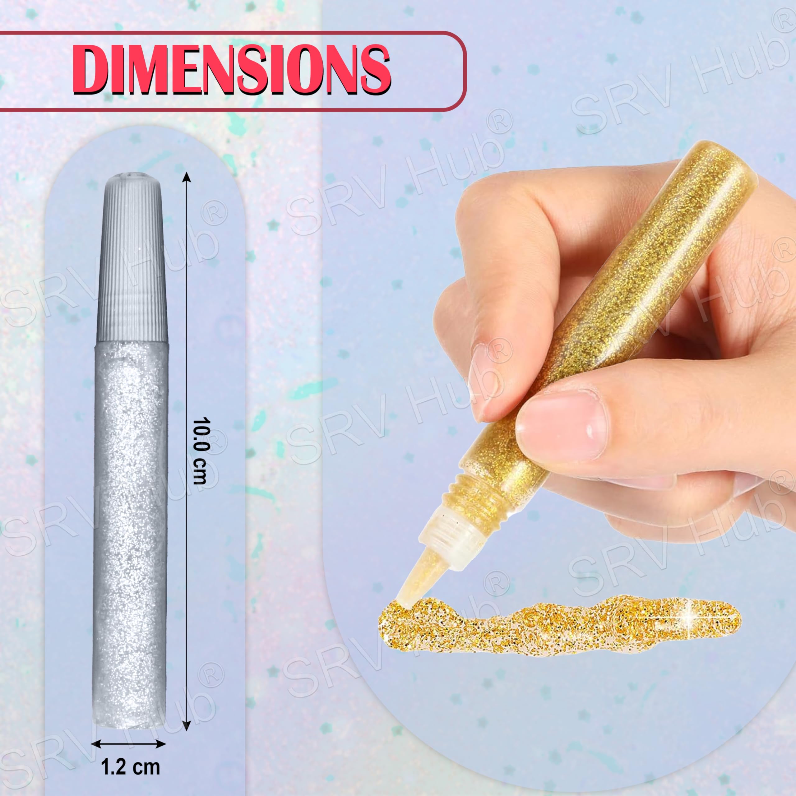 HOVUK Set di 50 penne con colla glitterata per bambini, set di cancelleria per bambini, colori assortiti, penne gel per arti e mestieri, articoli di cancelleria per bambini