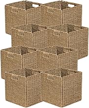 Box and beyond Lot de paniers de rangement - boîtes de rangement - matière naturelle - panier pour vêtements, jouets ou magasines - 2 poignées - 31 x 31 x 31 cm (Jonc de mer) (4)